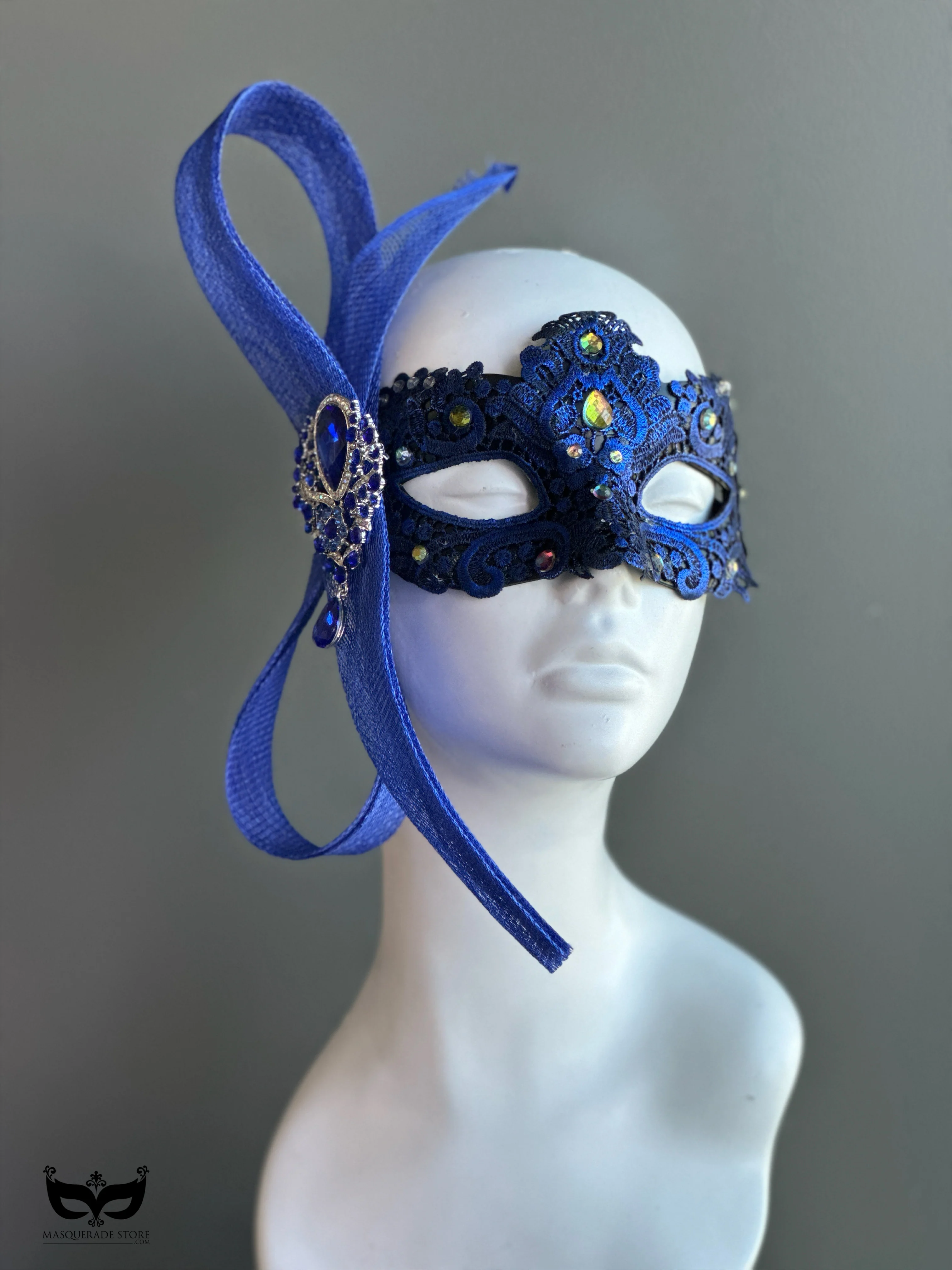 Macrame Tulle Mask - Blue - Image 2