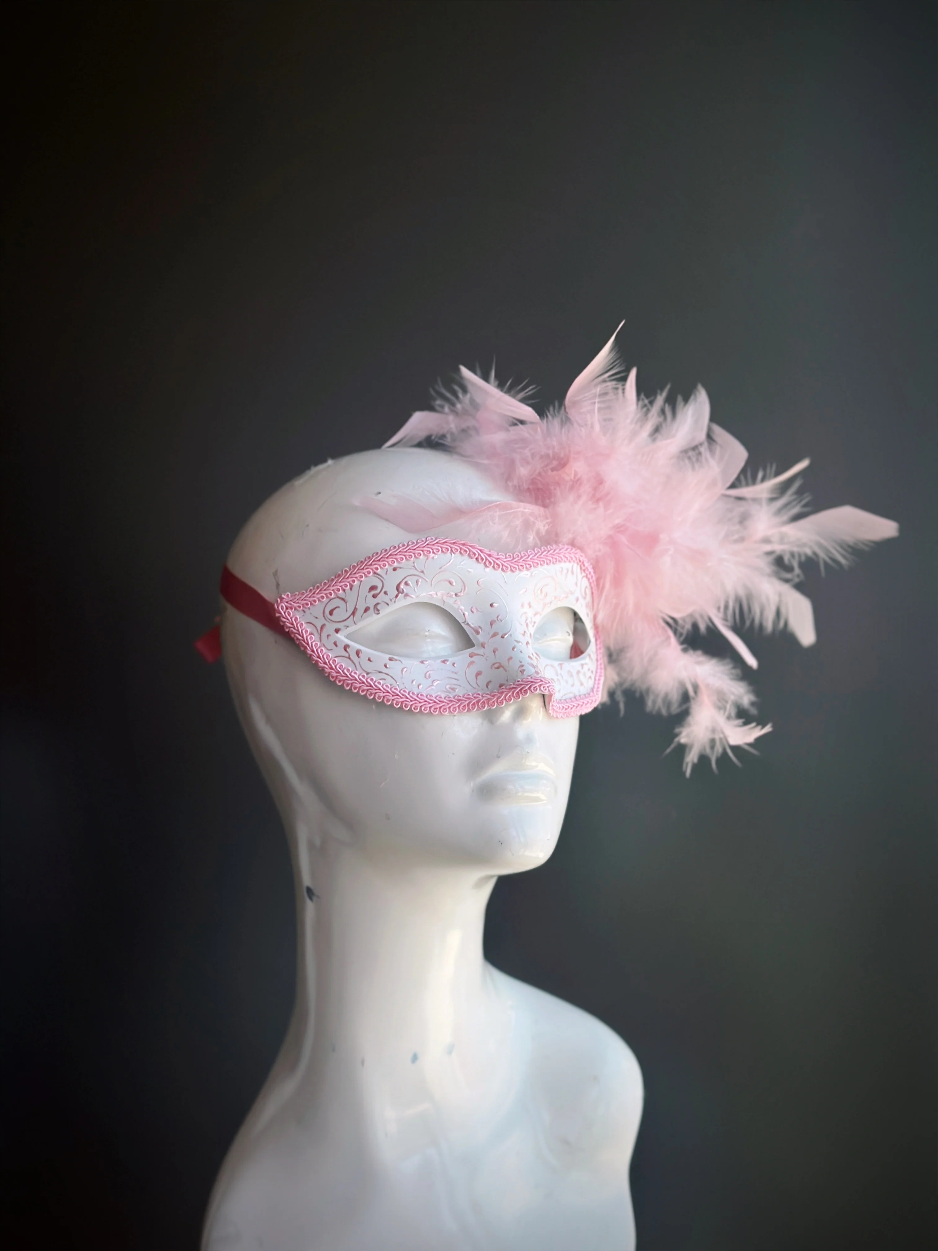 Grace Filigree Mask - Pink Feathers - Image 2
