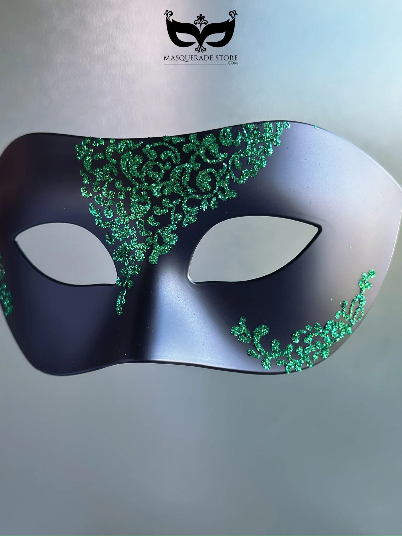 Mens Black Mask with Green Filigree - Image 3