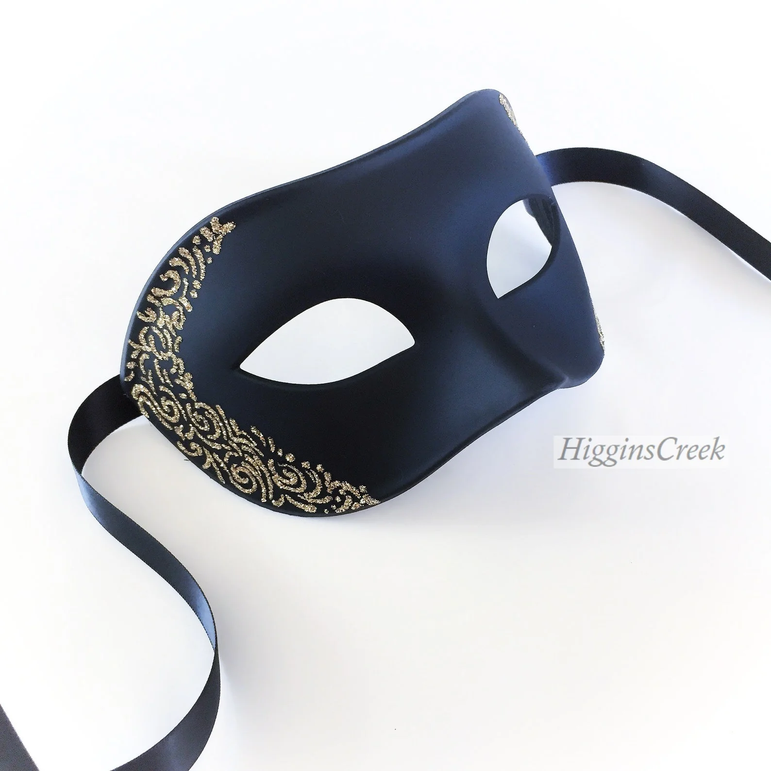 Venetian Gold Shimmer Mask - Black - Image 3