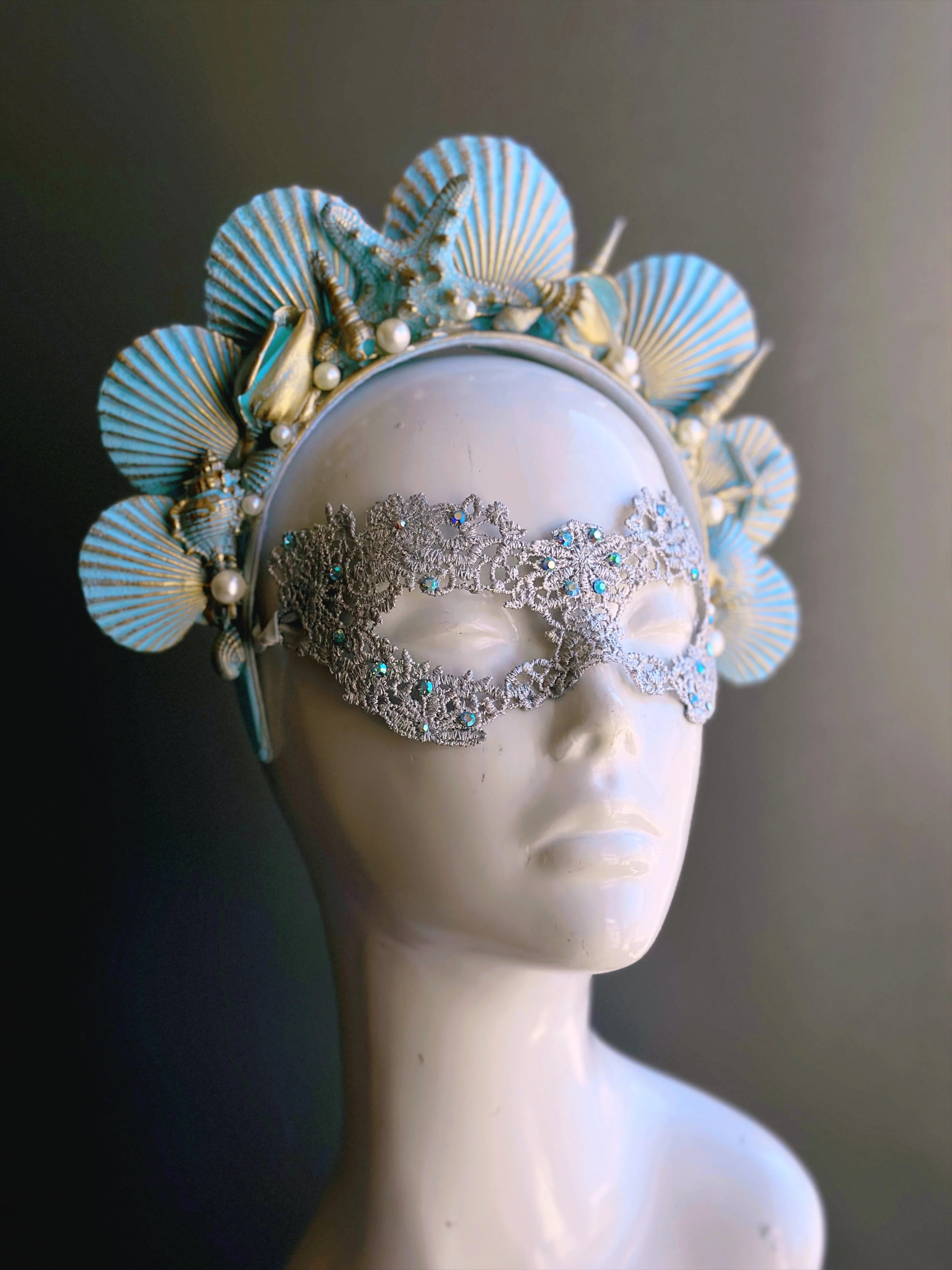 Mermaid Crown And Mask - Turquoise/Gold - Image 4