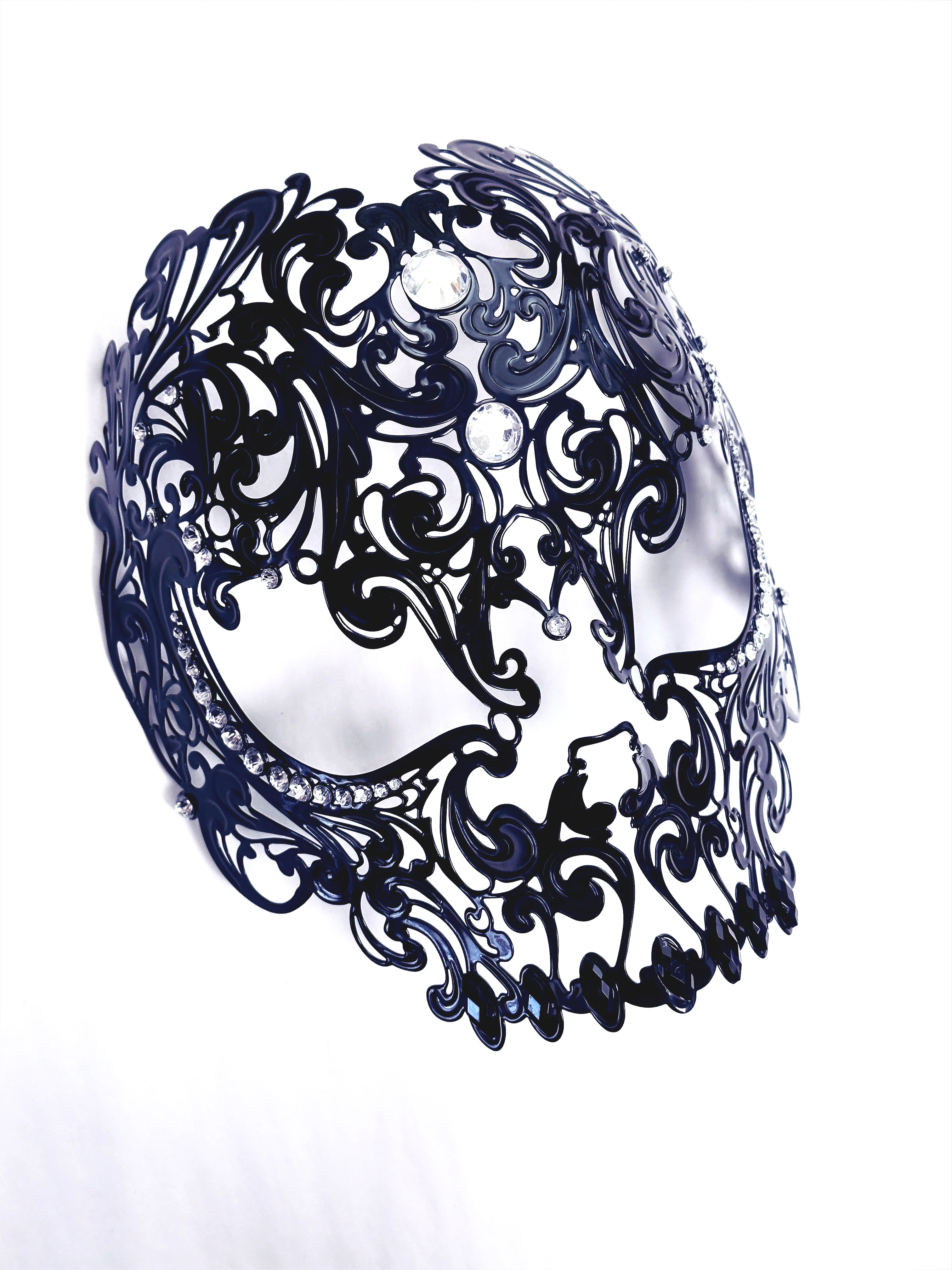 Metal Skull Mask - Black/Crystal - Image 3