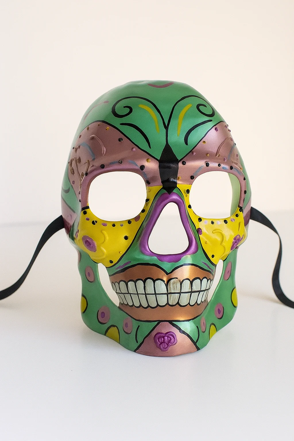 Metallic Sugar Skull Mask Pastel