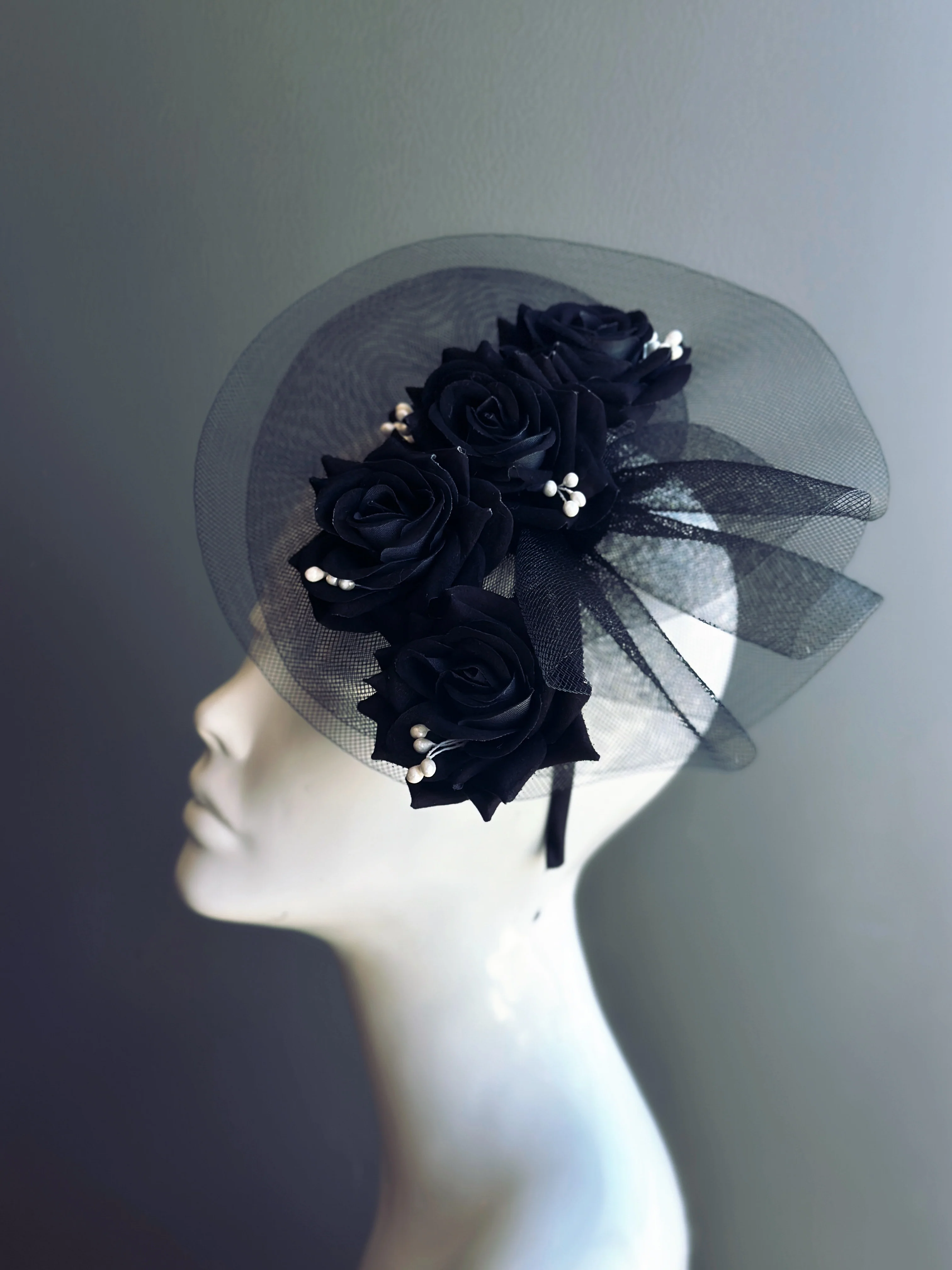 Black Rose Bloom Fascinator - Image 2