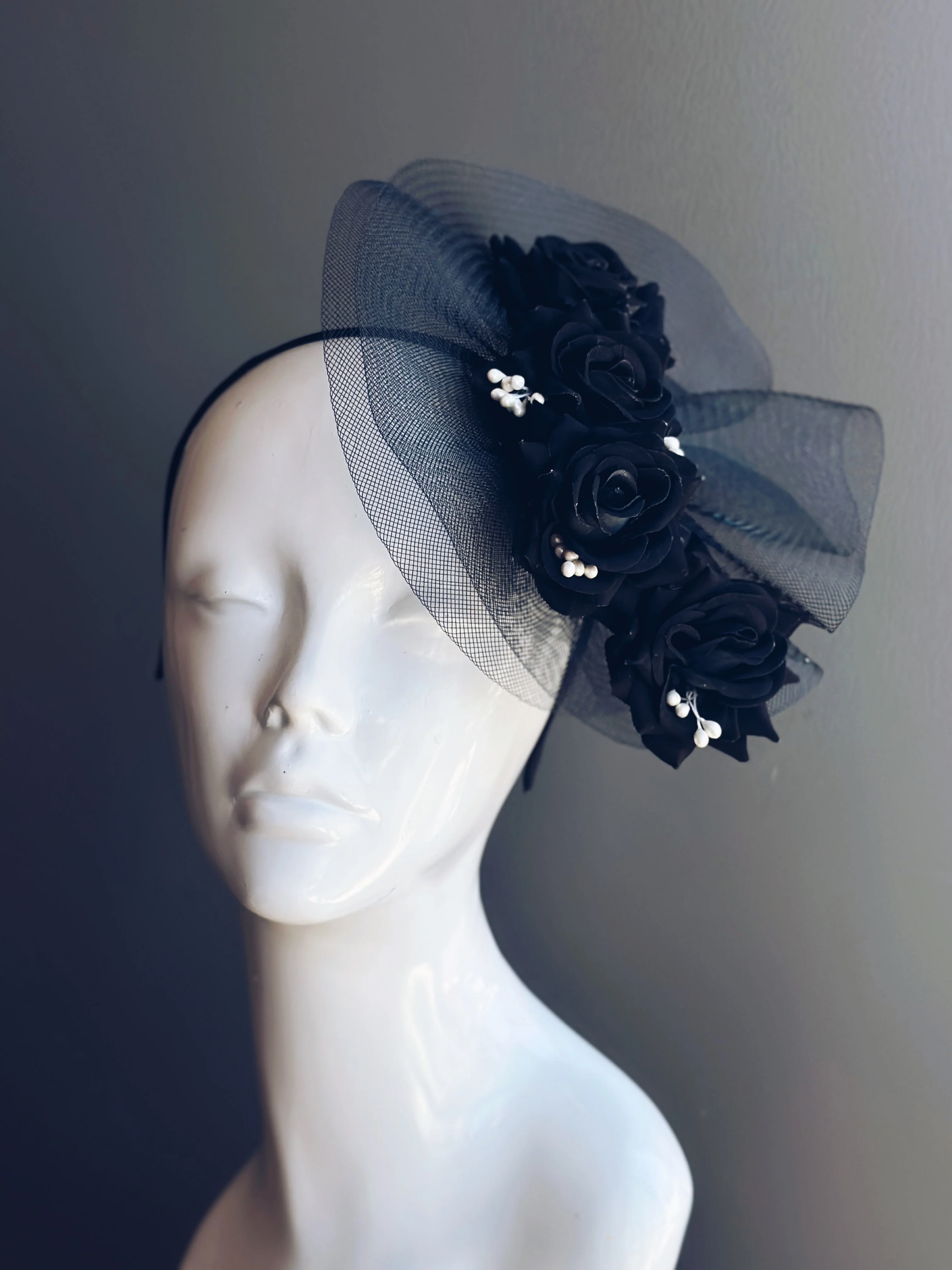 Black Rose Bloom Fascinator - Image 3