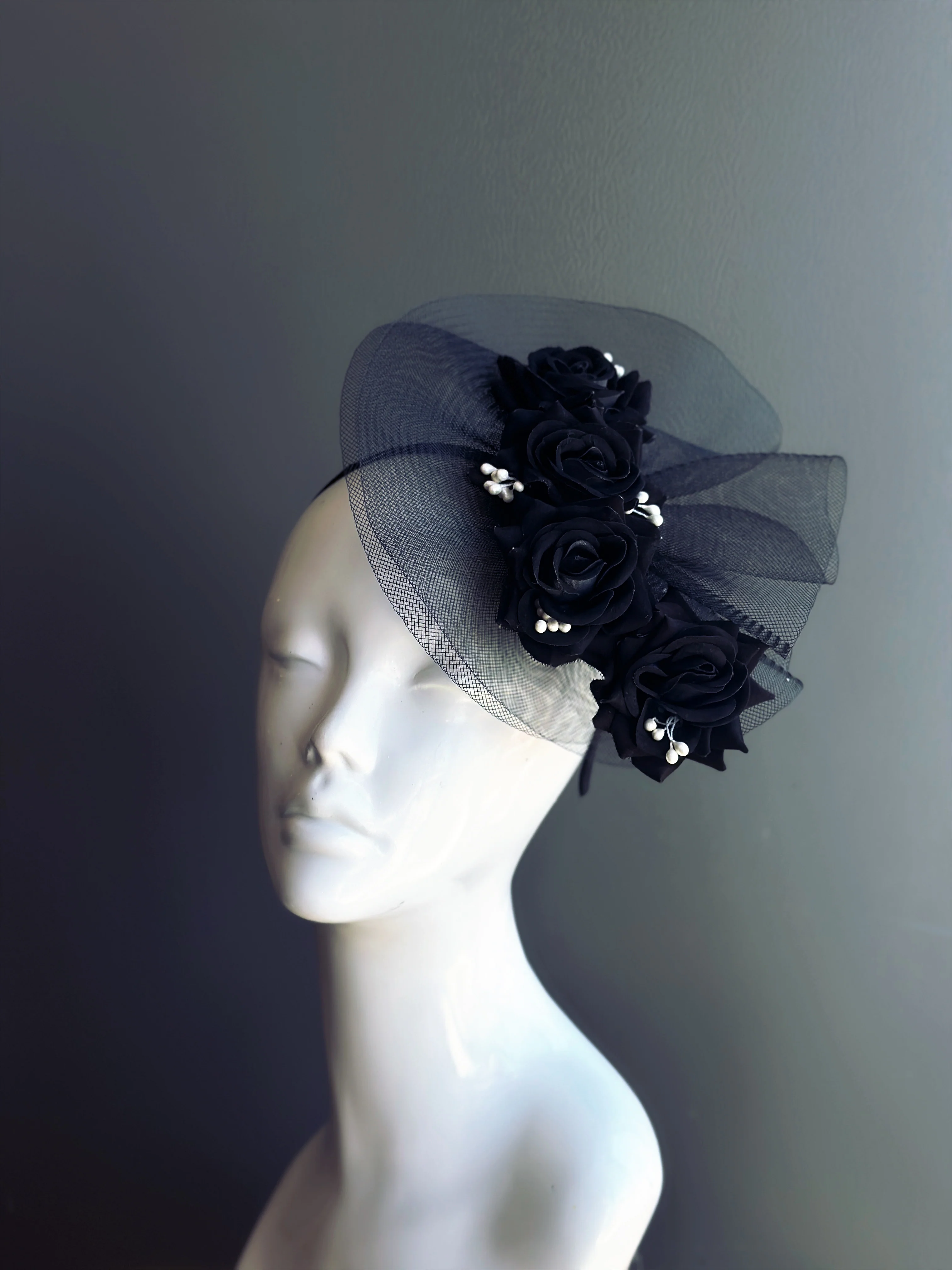 Black Rose Bloom Fascinator - Image 4