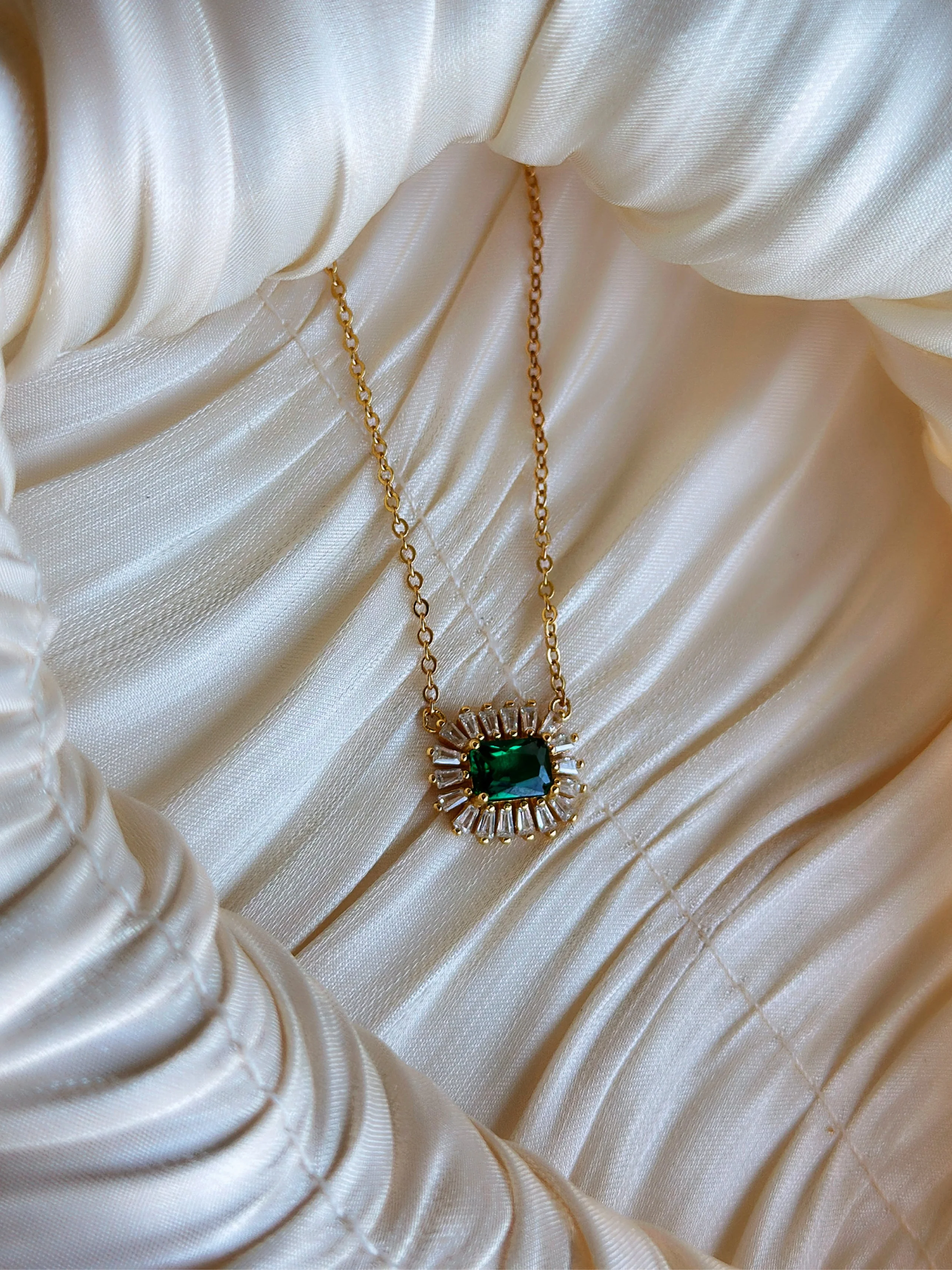 Anya - Necklace (Gold/Green) - Sterling Silver - Image 2
