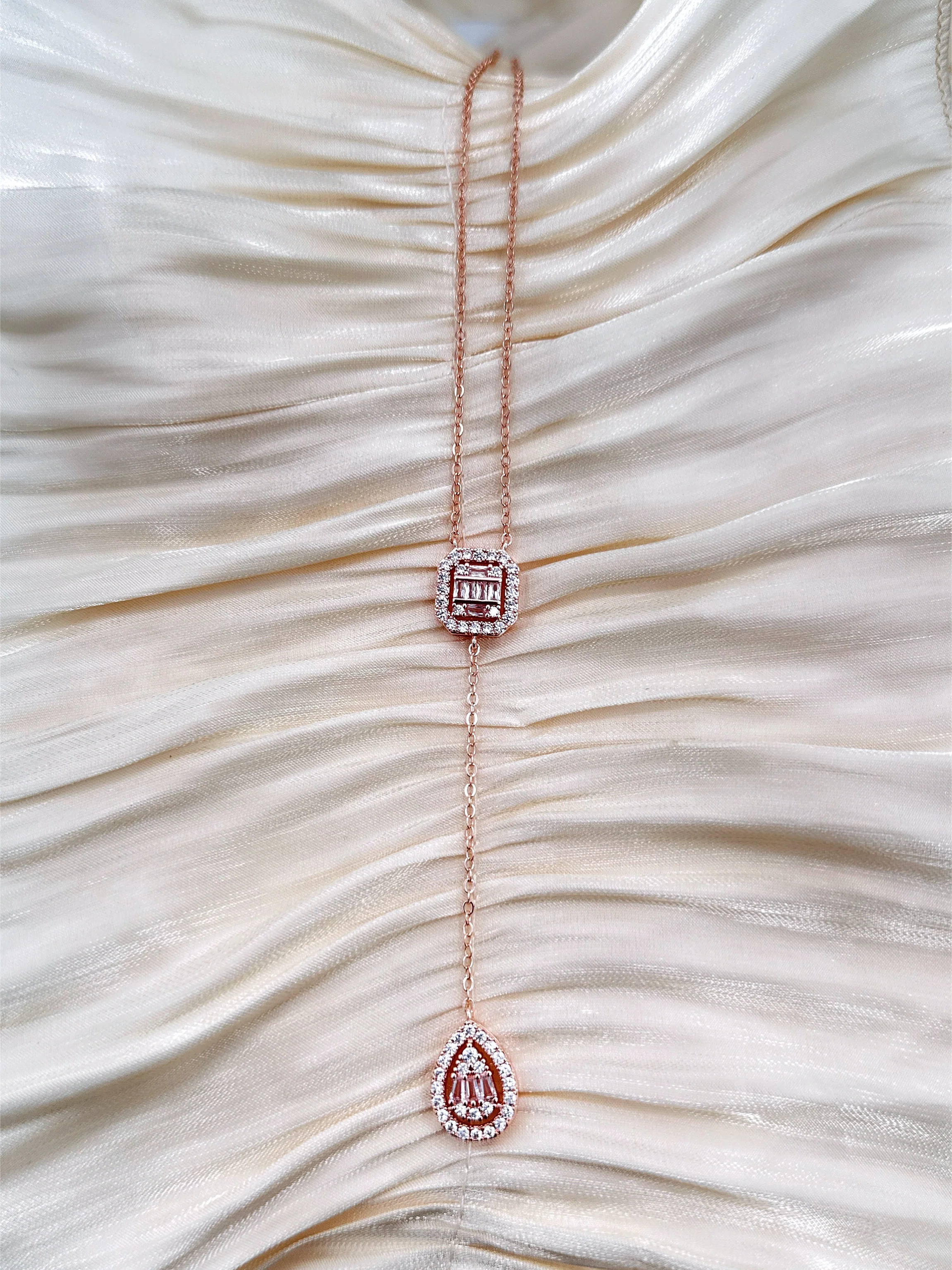 Crystal Cascade - Necklace (Rose Gold) - Image 2