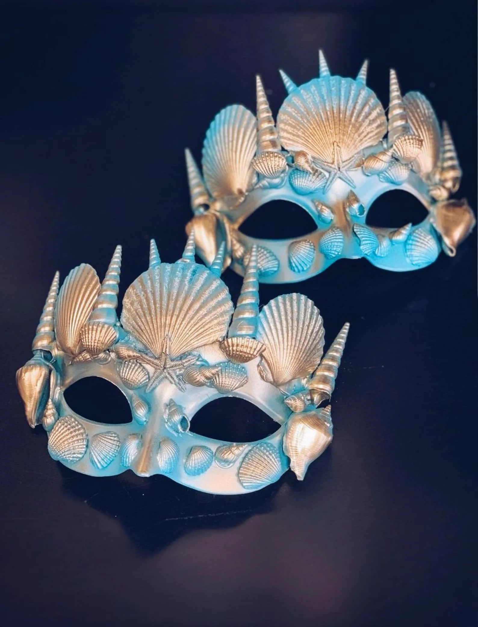 Ocean King & Queen Masks - Seashell Gold - Image 2