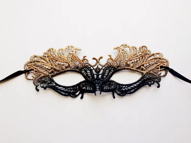 Odette Lace Mask - Gold/Black Ombre