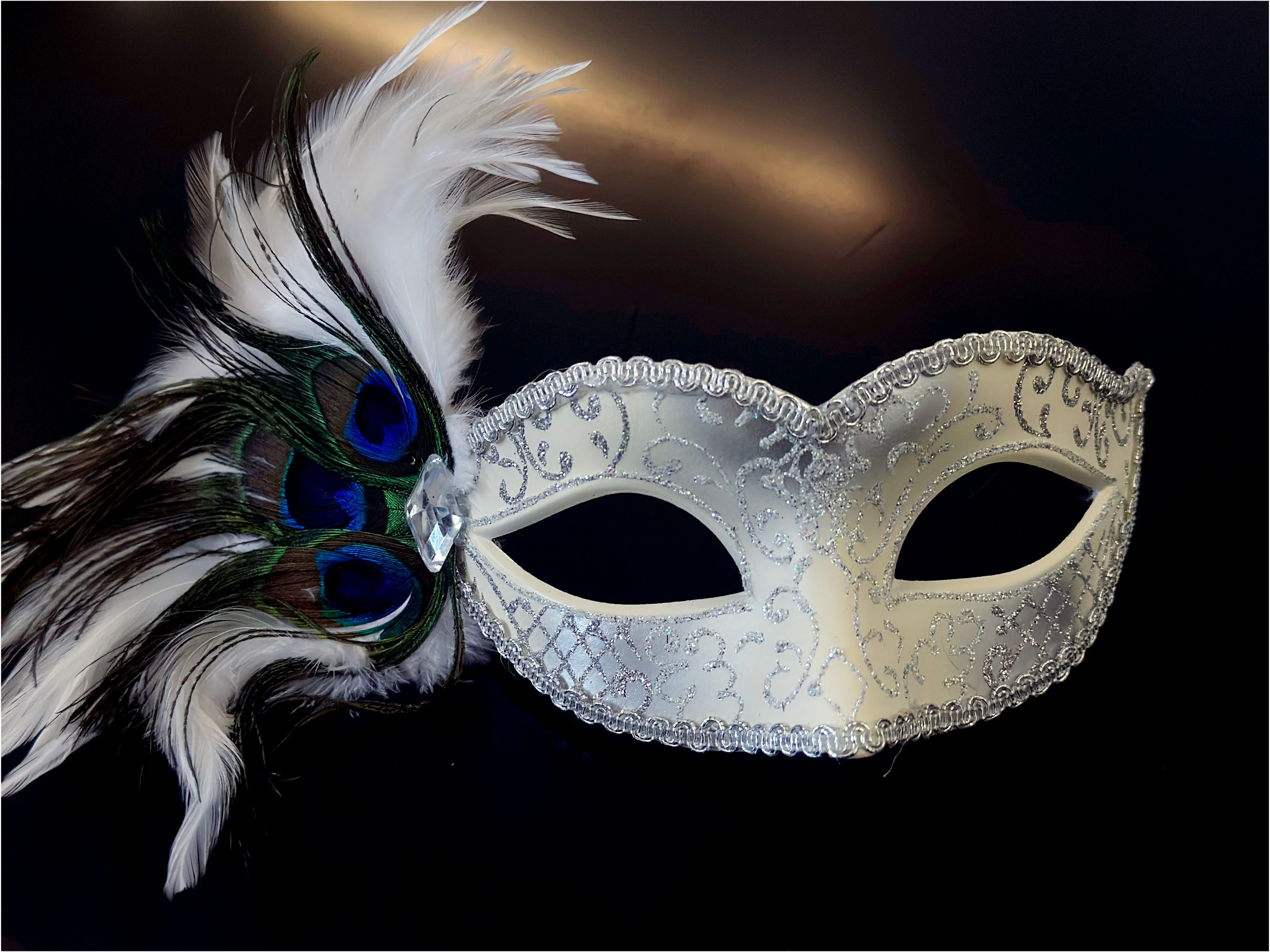Peacock Mask - White Silver - Image 3