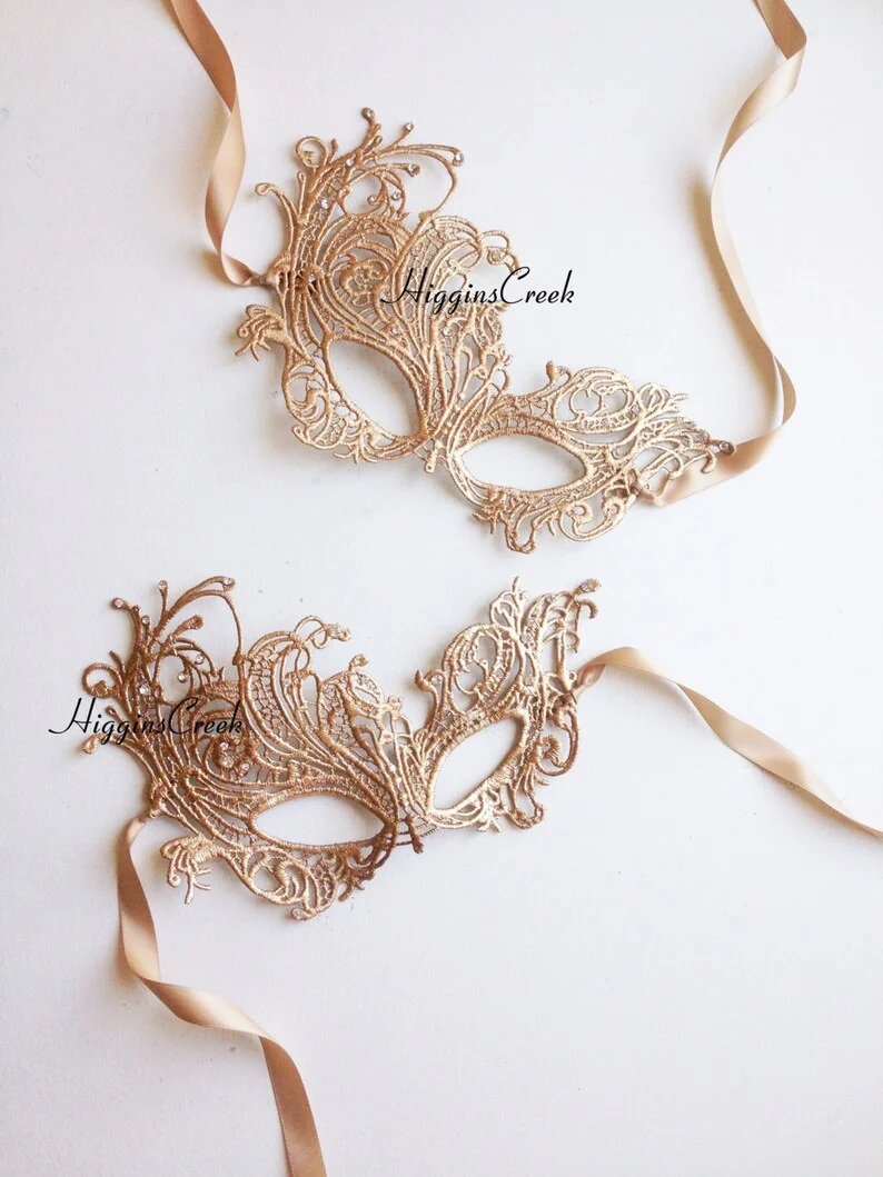 Petal Play Lace Mask - Gold - Image 2