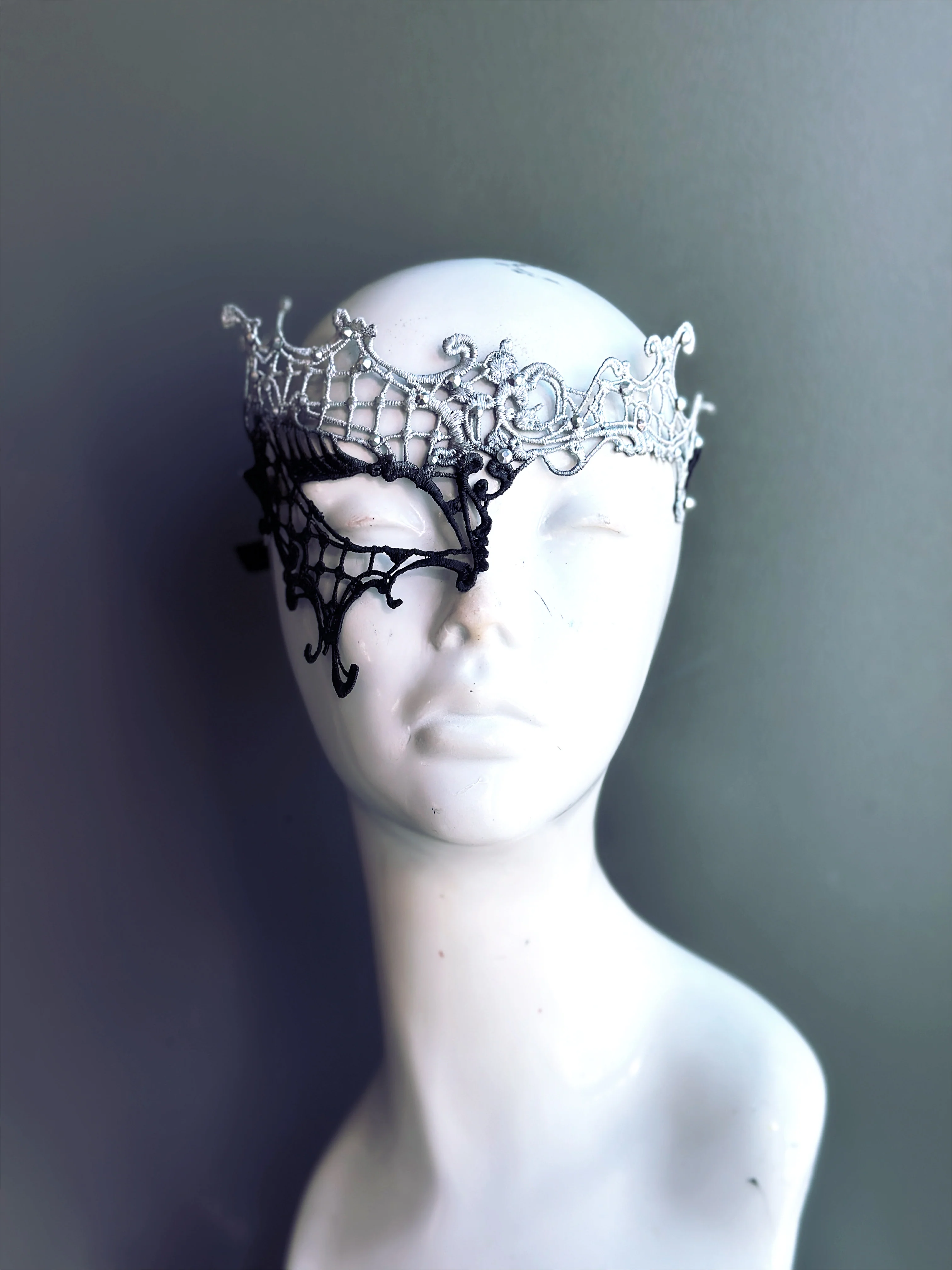 Phantom Lace Mask - Silver Black - Image 2