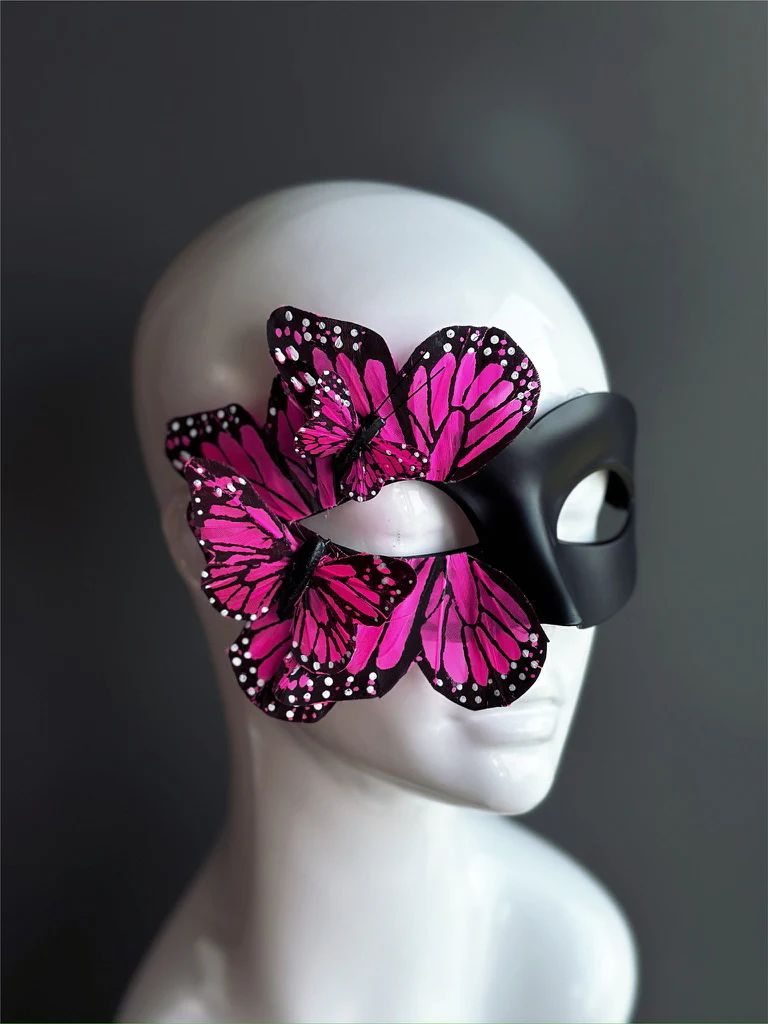 Butterfly Mask - Black and Pink - Image 2