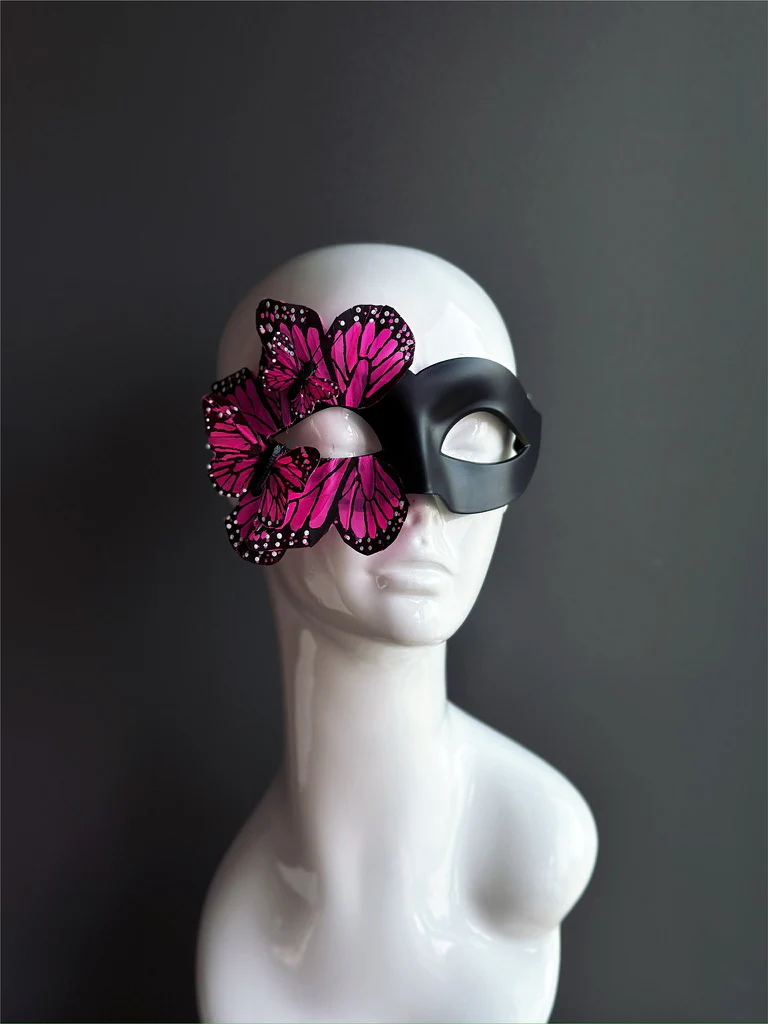 Butterfly Mask - Black and Pink - Image 4