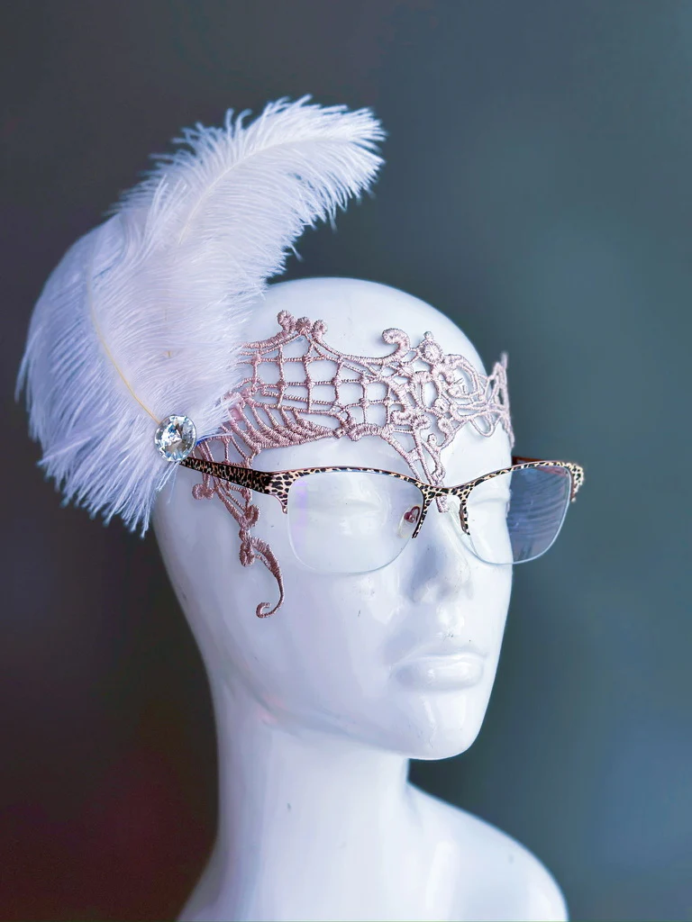 Eyeglass Mask - White Ostrich - Image 5