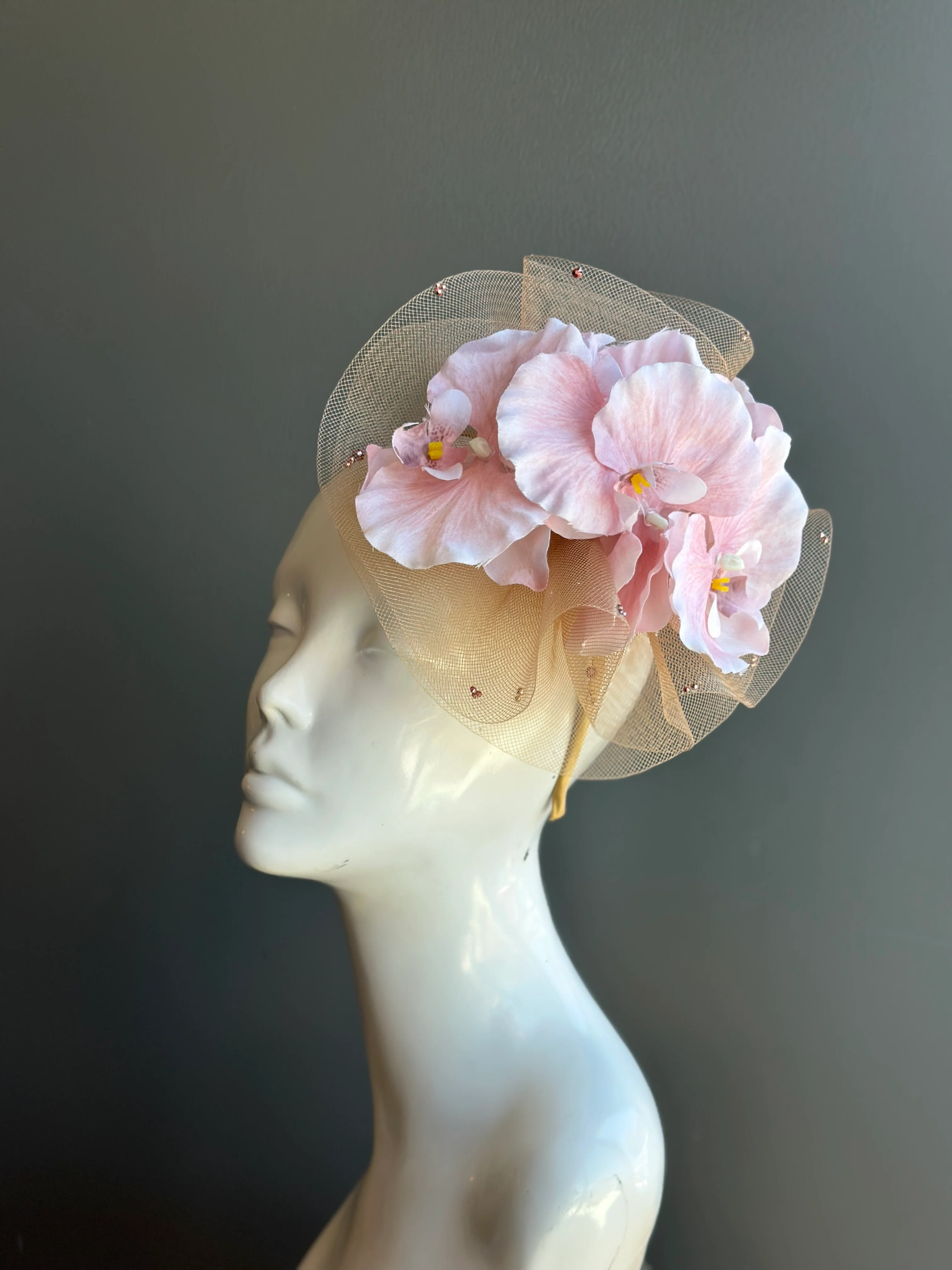 Blush Pink Floral Fascinator - Image 2