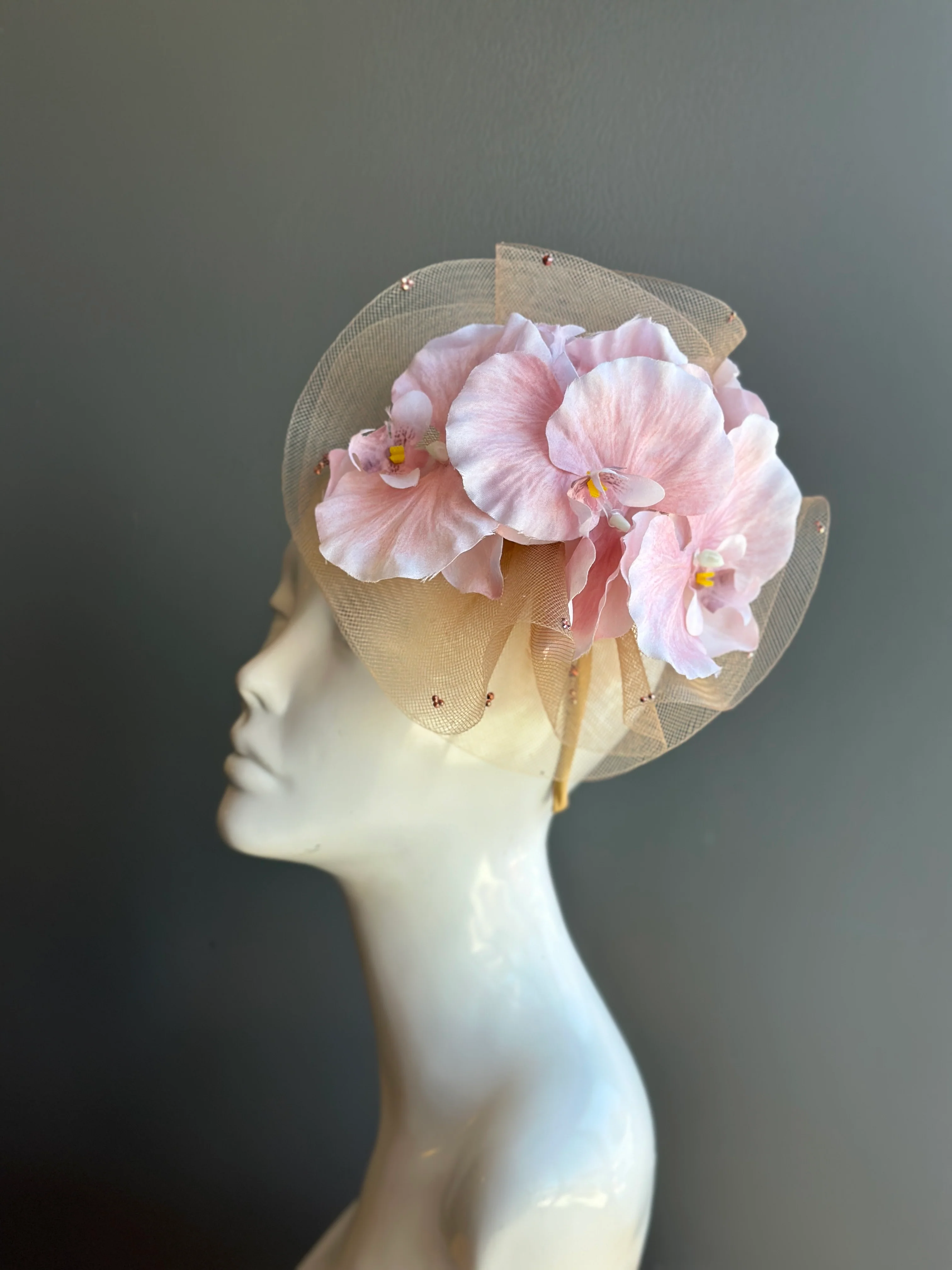 Blush Pink Floral Fascinator - Image 3