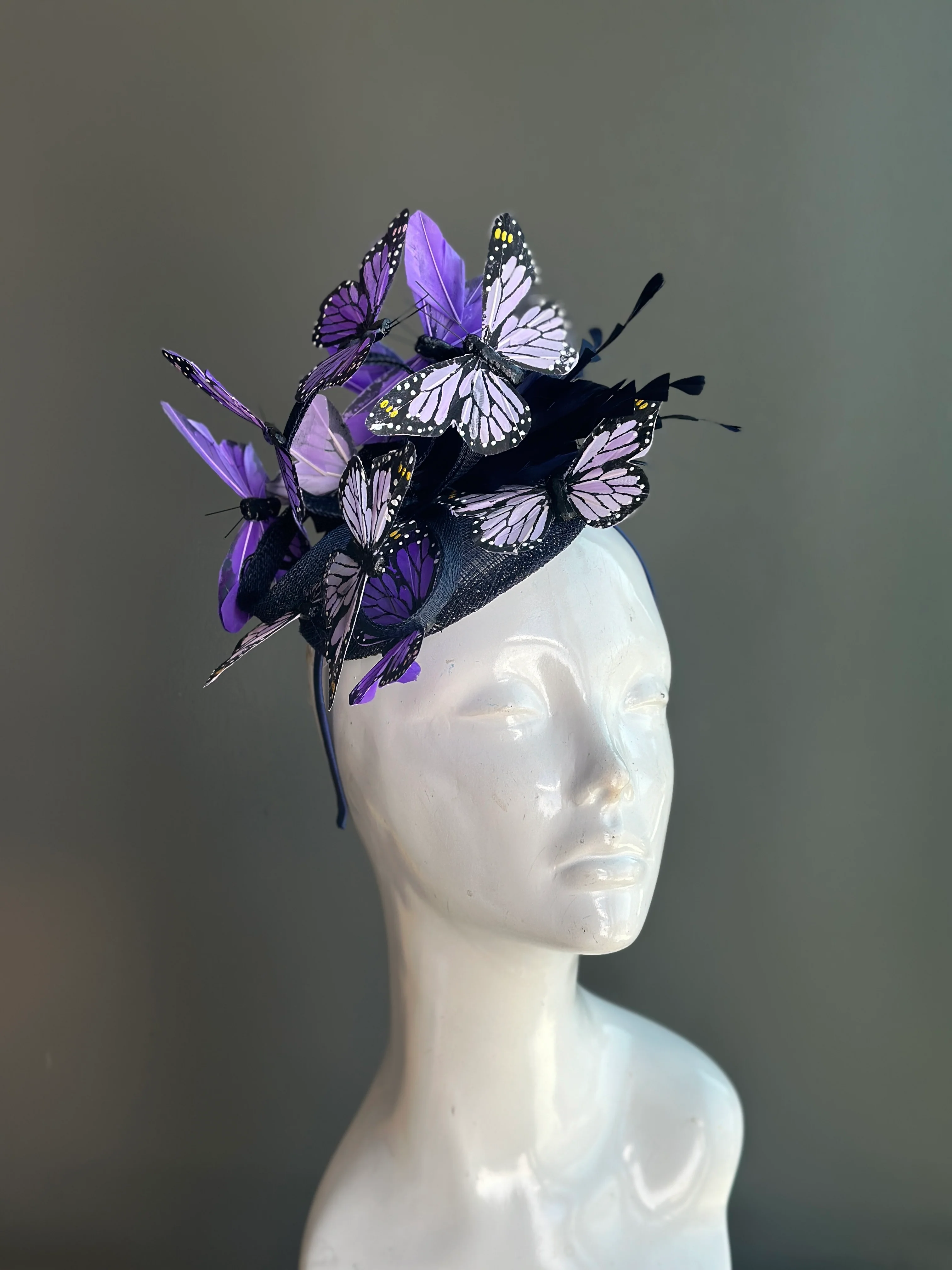 Purple Butterfly Fascinator Hat