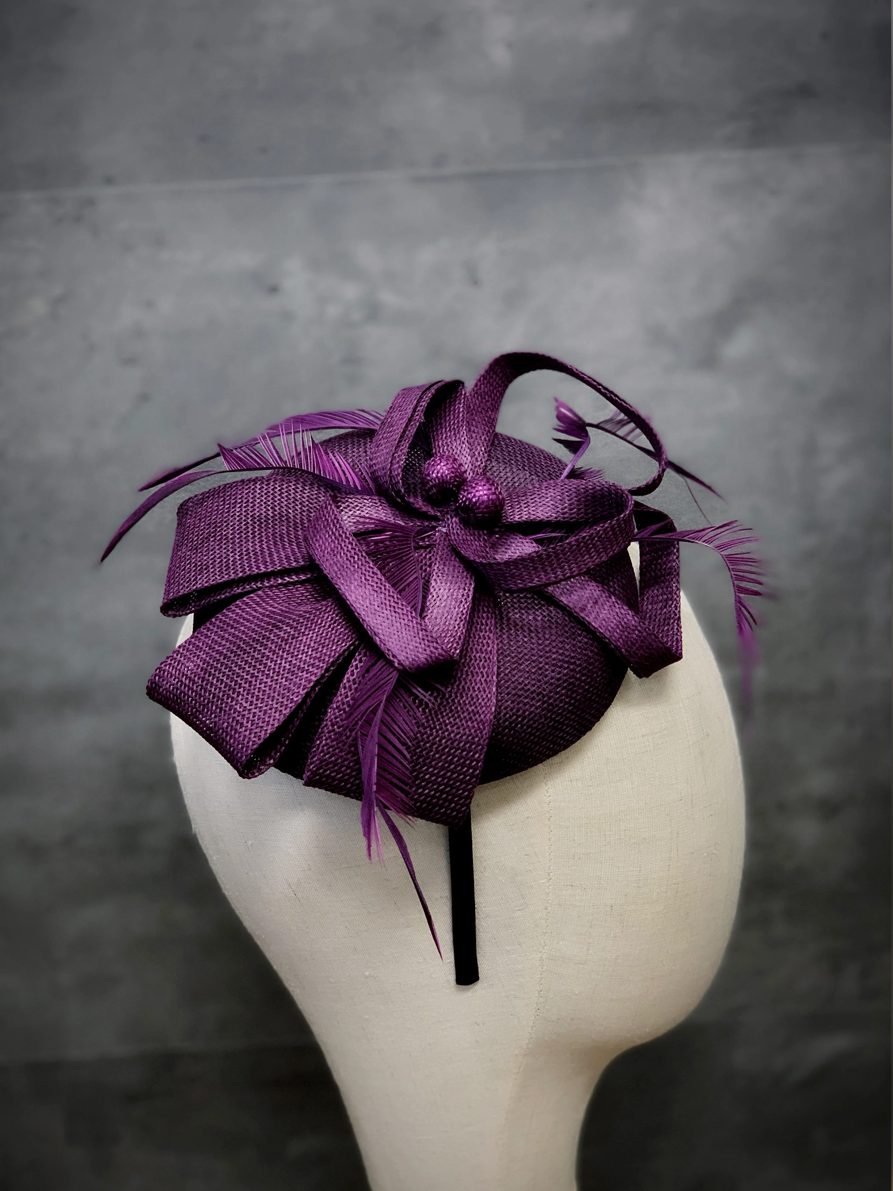 Bow Style Fascinator Hat – Purple
