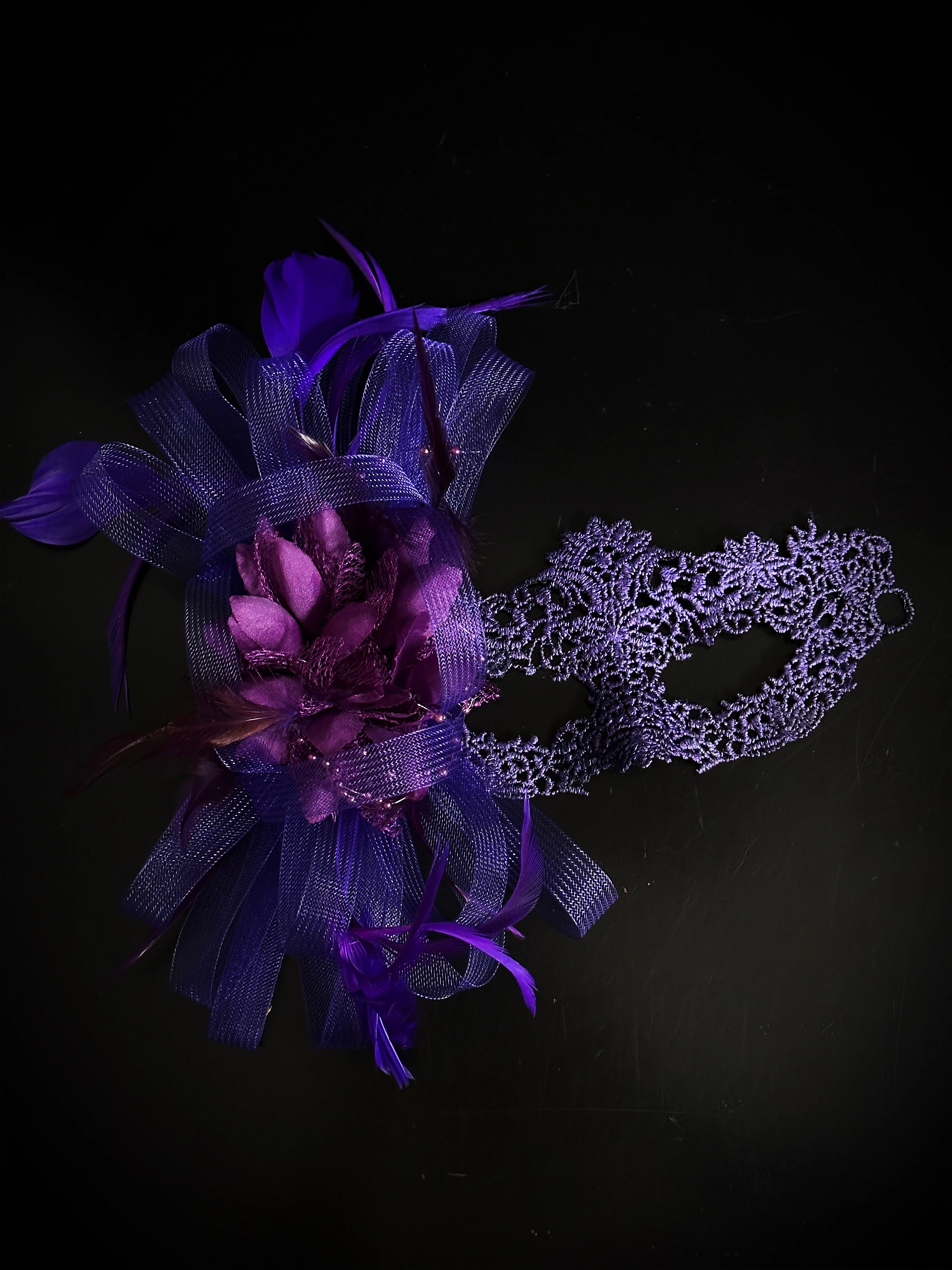 Purple Lace Feather Mask