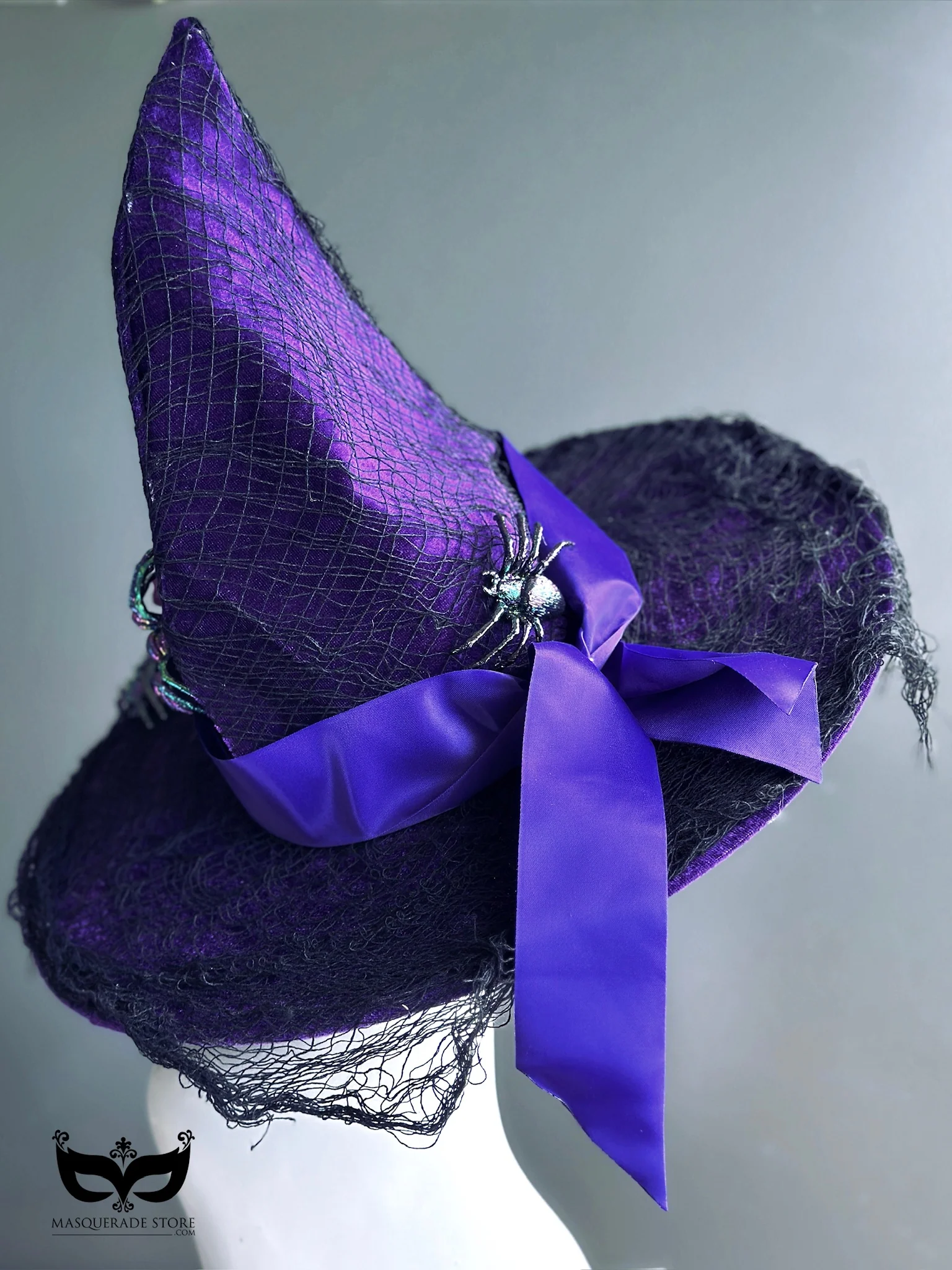 Purple Witch Hat with Flower & Spider - Image 2