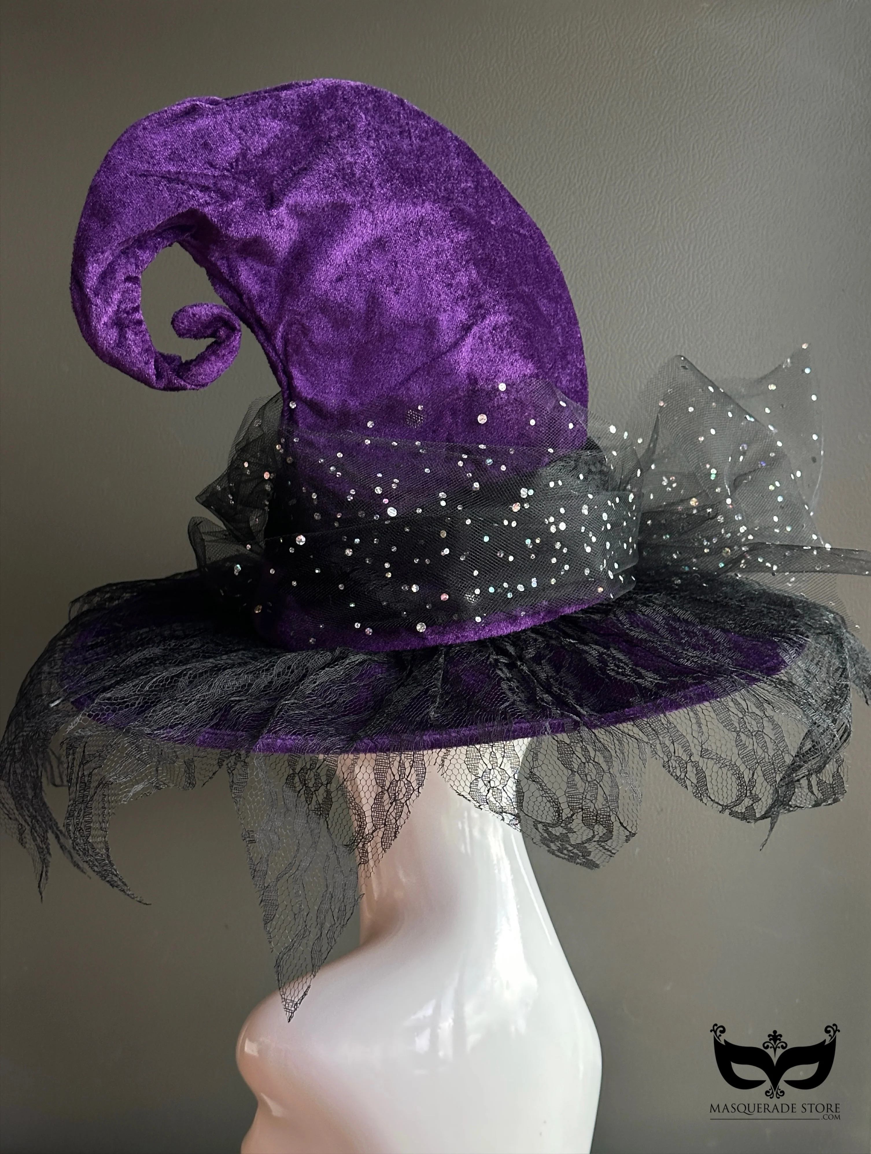Rose & Sparkle Witch Hat - Purple - Image 4