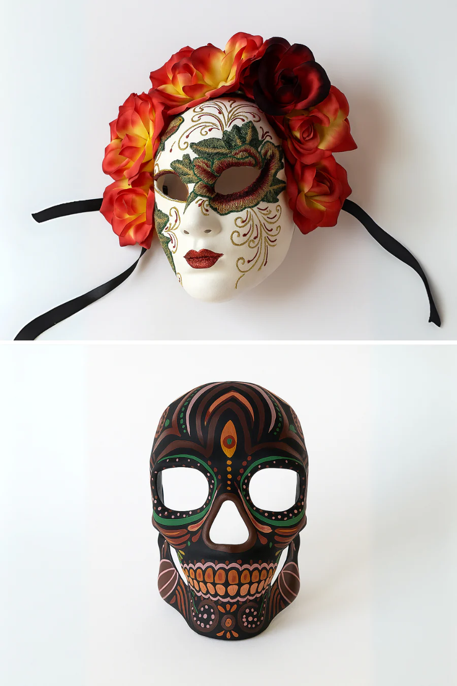 Radiant Flames – Couples Sugar Skull Mask Set