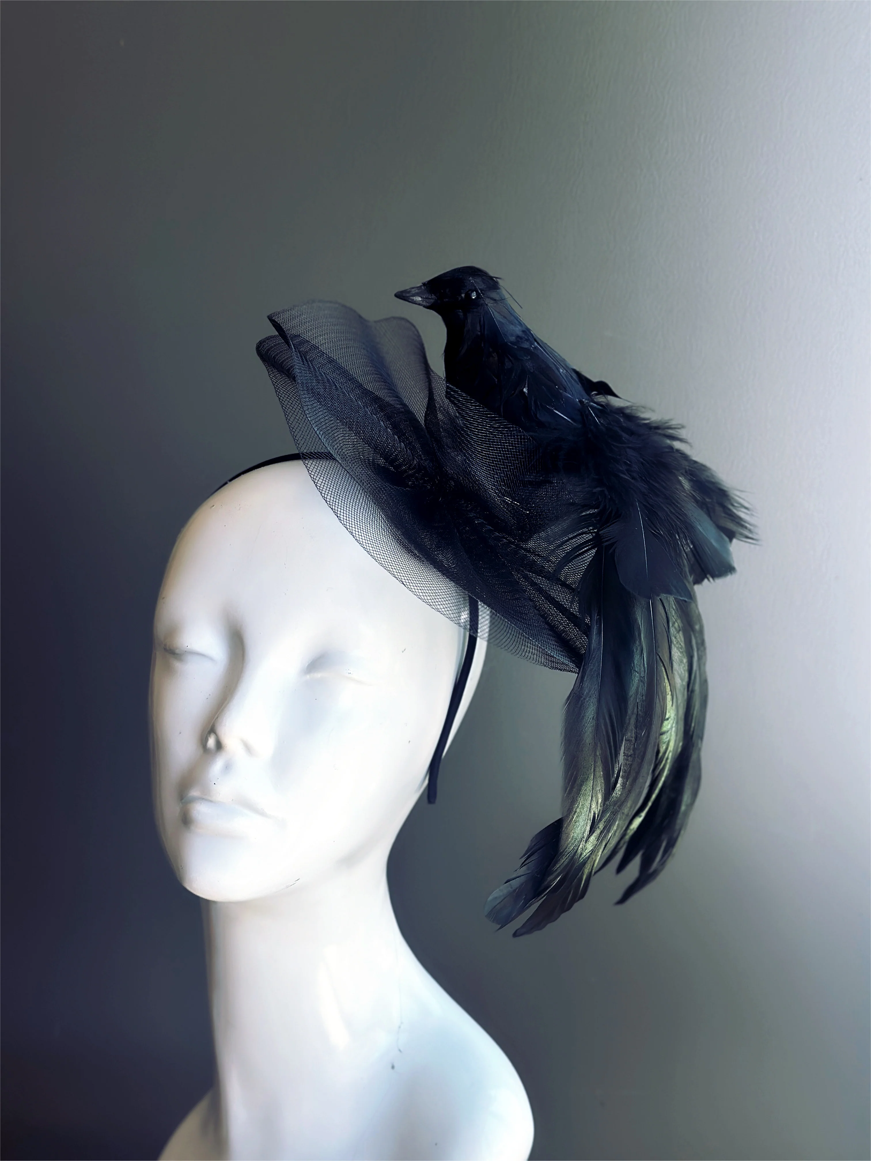 Raven Fascinator - Black - Image 3