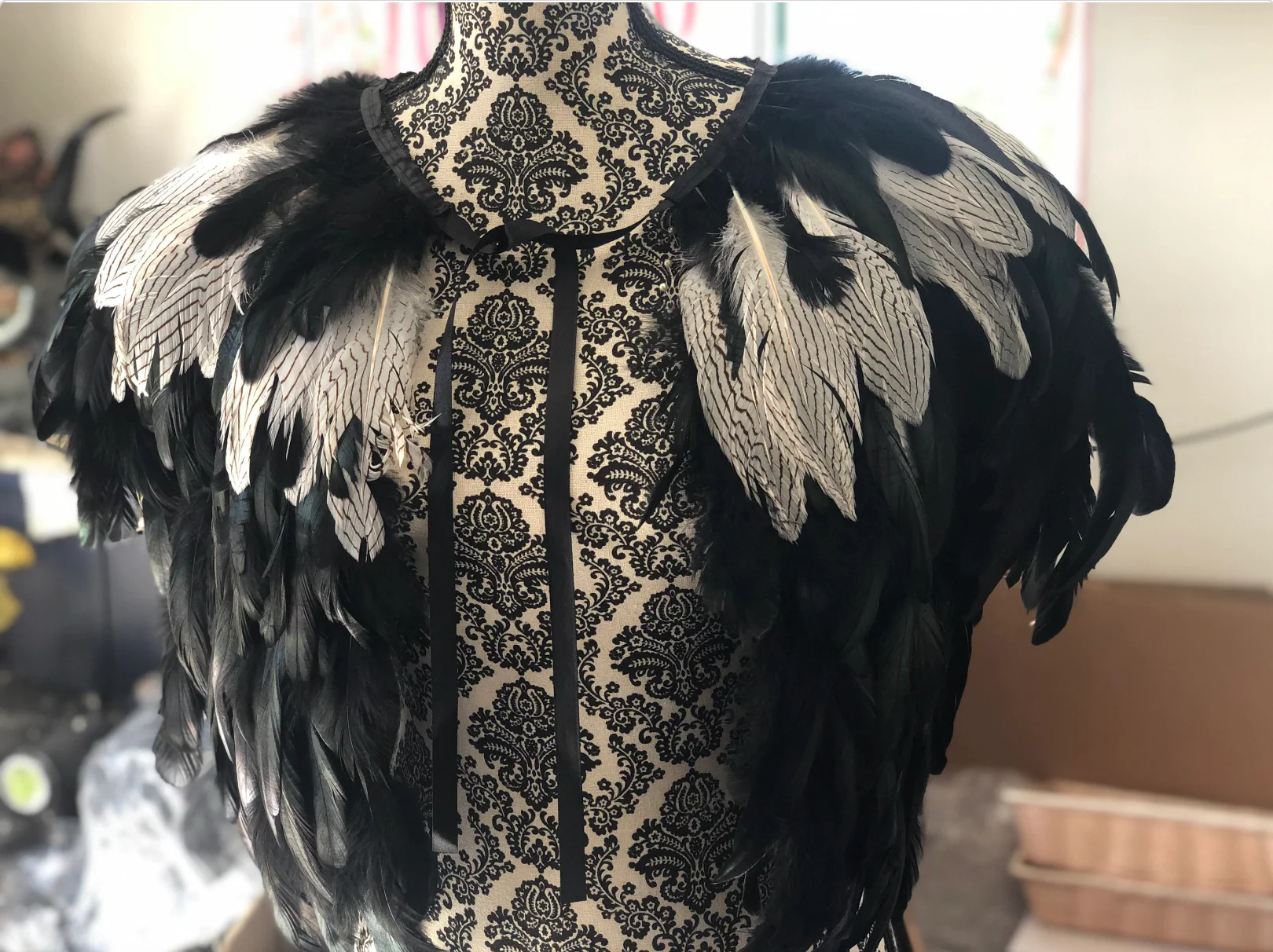 White Spotted Feather Cape - Viking Warriors - Image 2