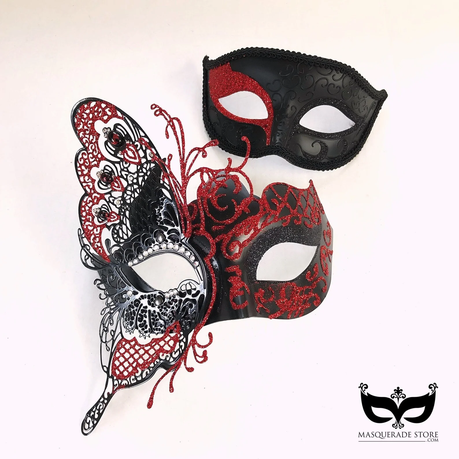Noir Elegance - Red/Black Butterfly