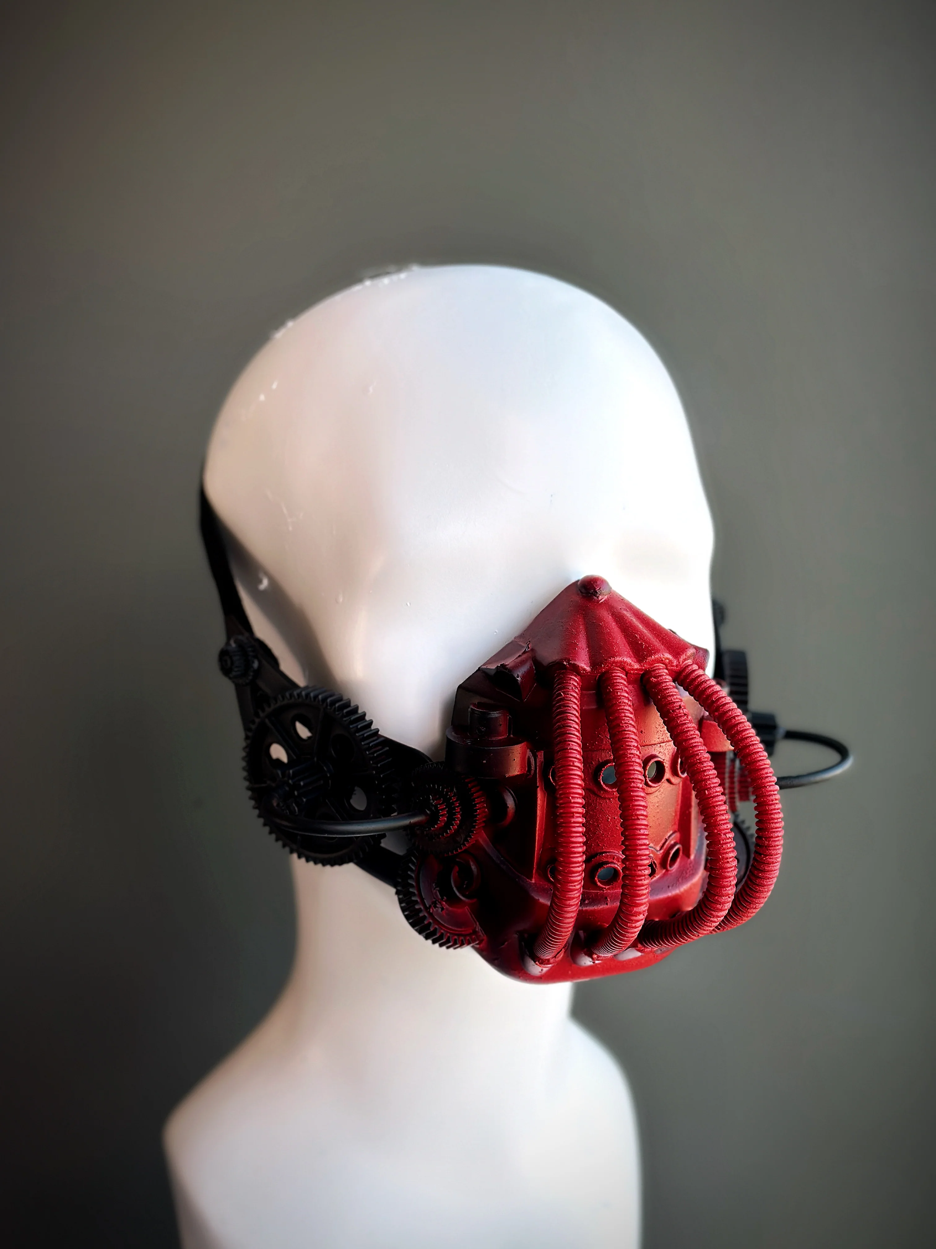 Red & Black Steampunk Respirator Mask