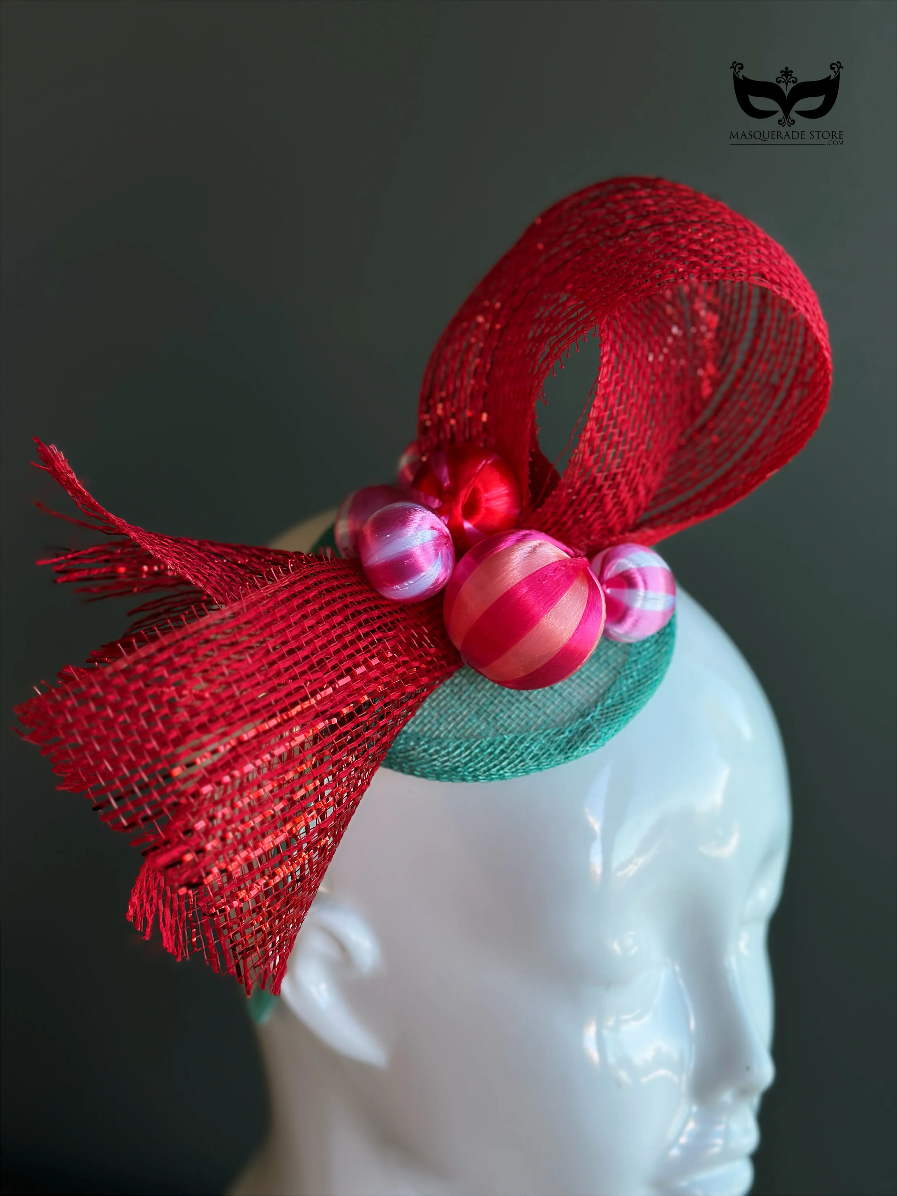 Red Bow Holiday Fascinator Headband - Image 4