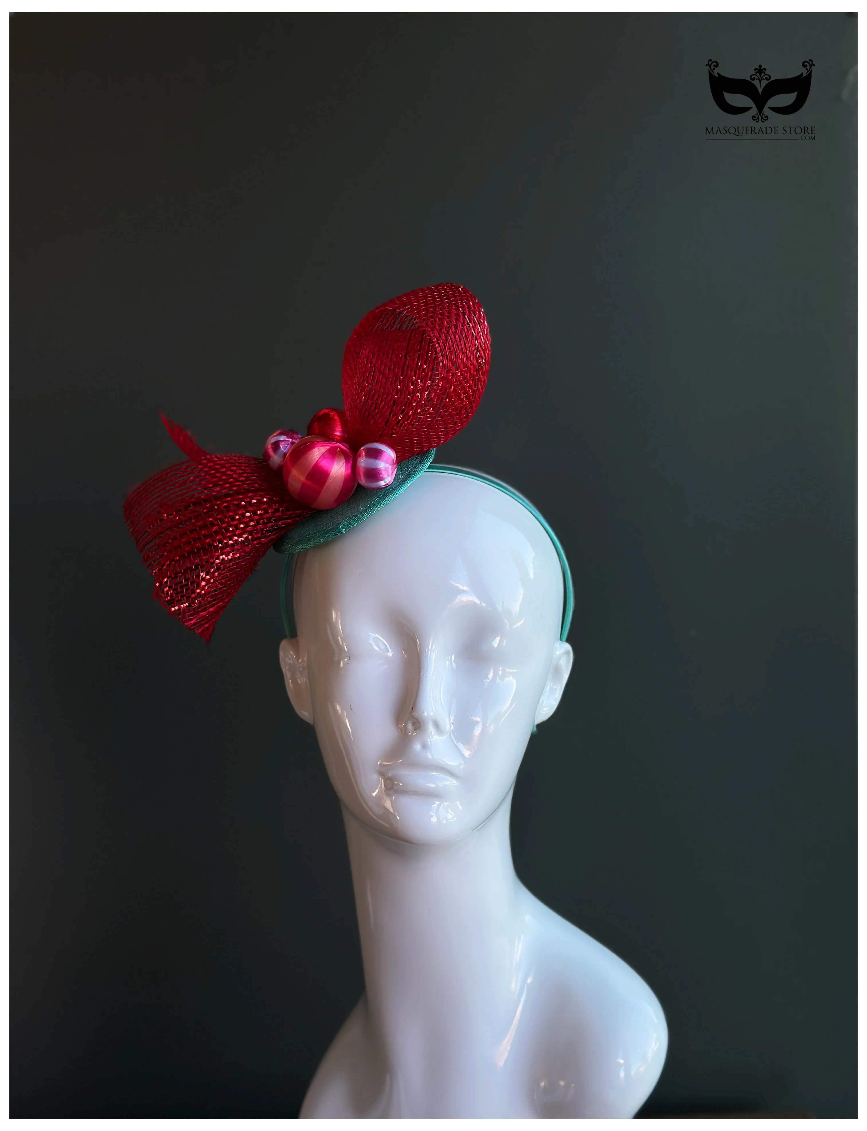 Red Bow Holiday Fascinator Headband - Image 5