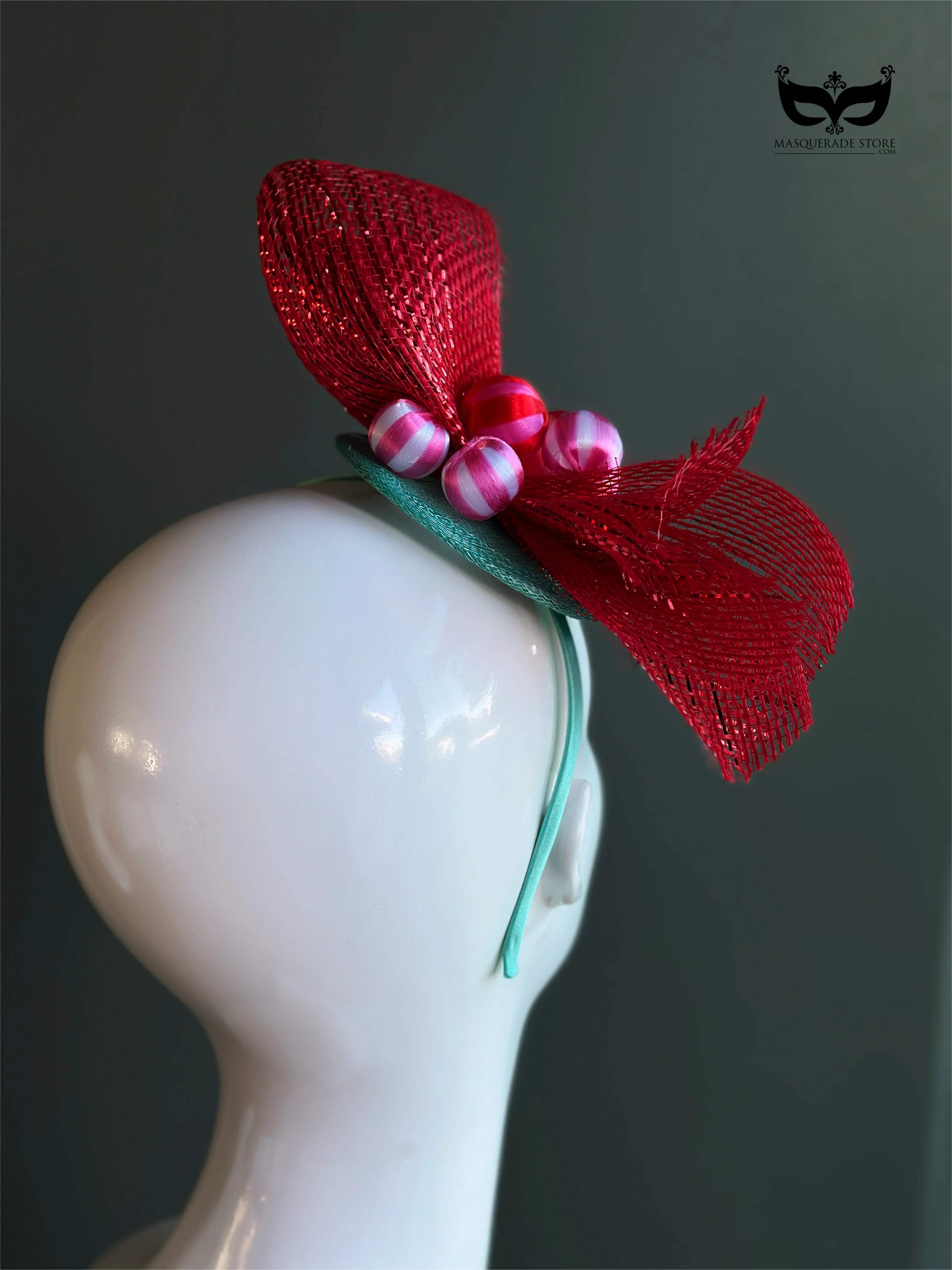 Red Bow Holiday Fascinator Headband - Image 7