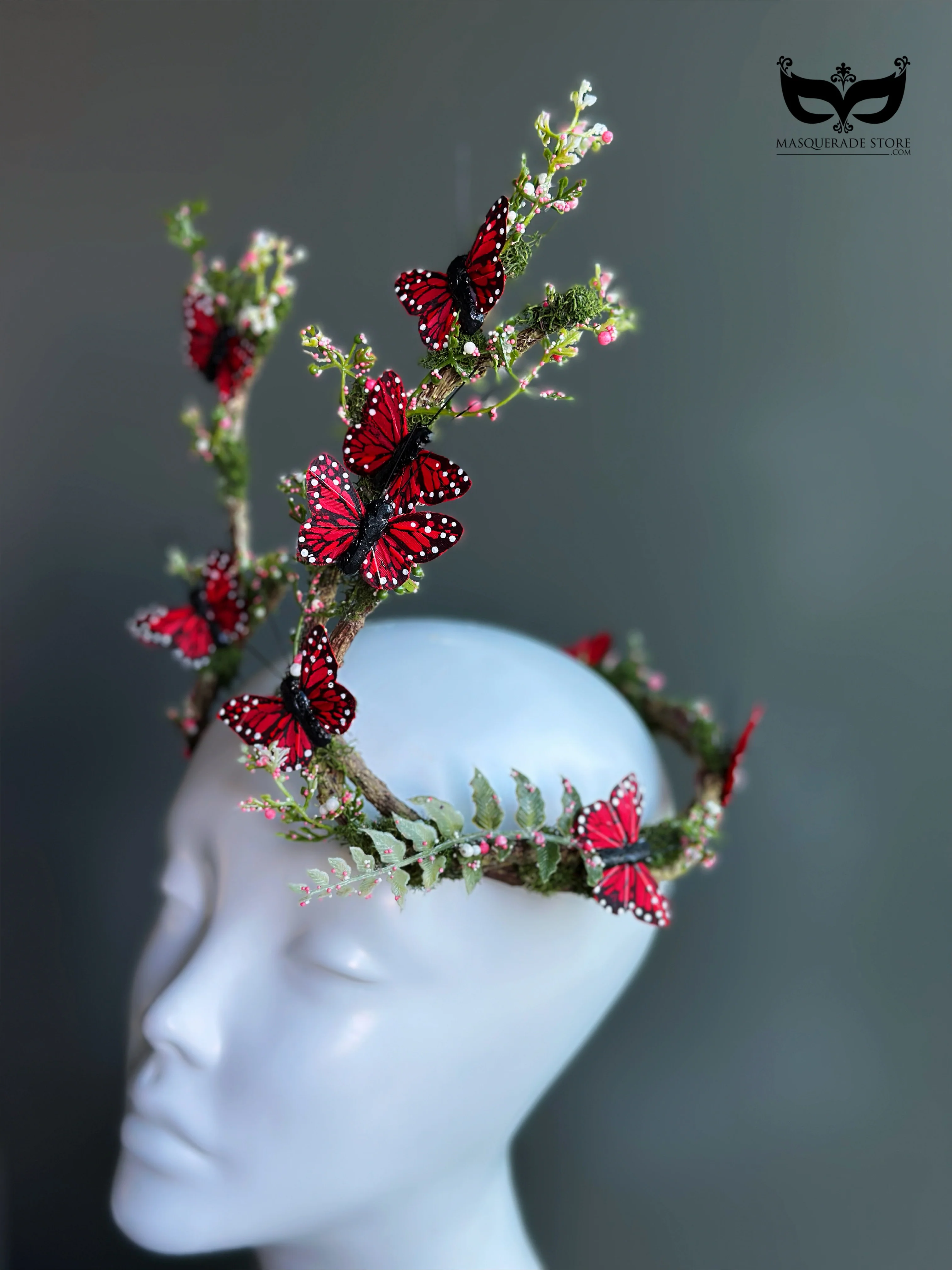 Flutterwood Fae - Red Butterfly Headdress - Image 2