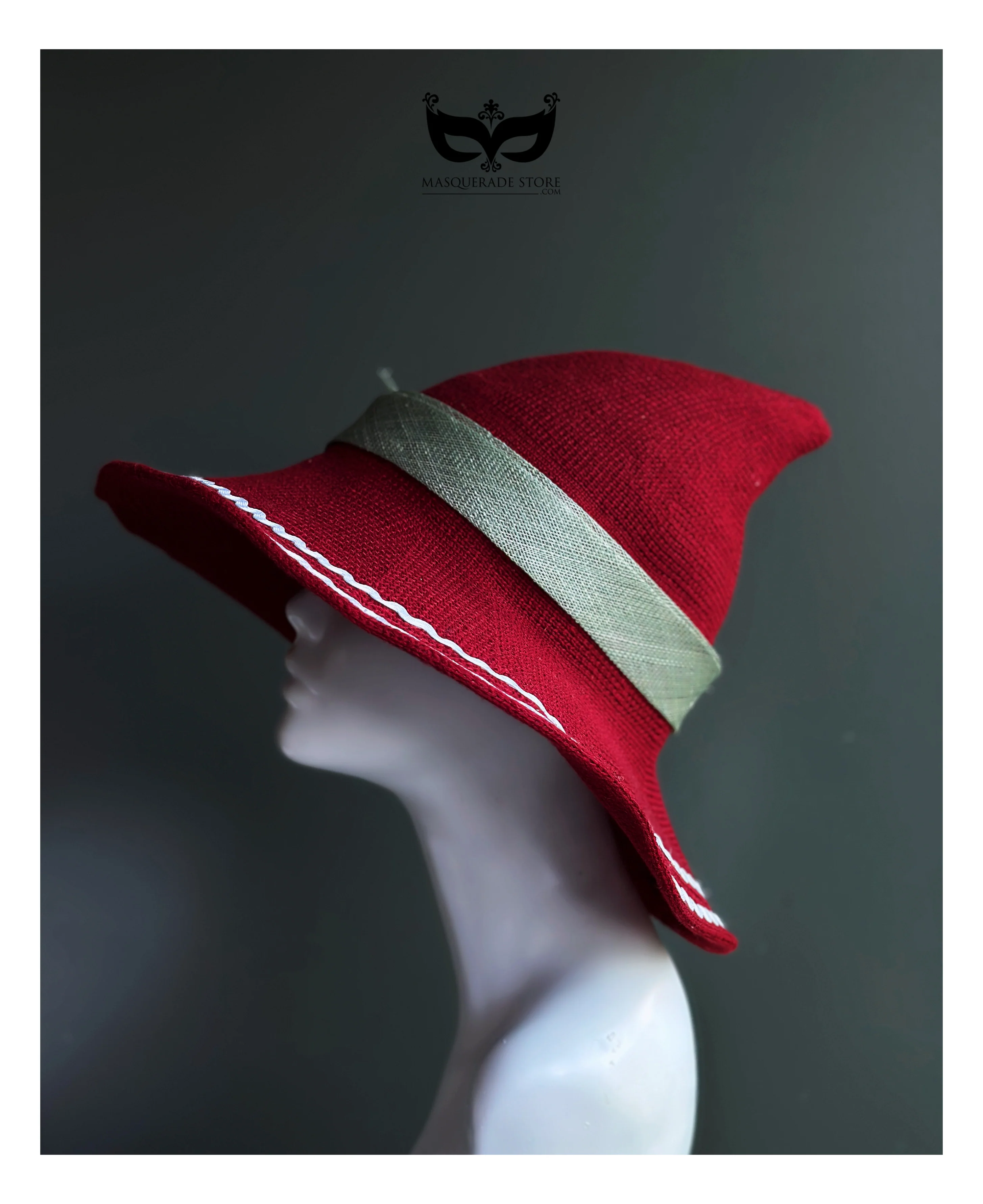 Red Christmas Wide Brim Hat with Pine Berry Accent - Image 2