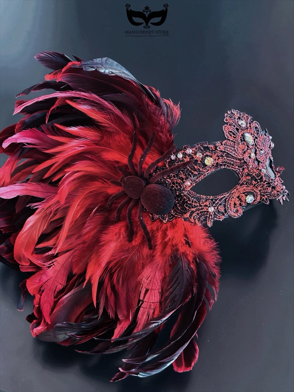 Lux Feather Mask - Black Widow Spider - Image 3