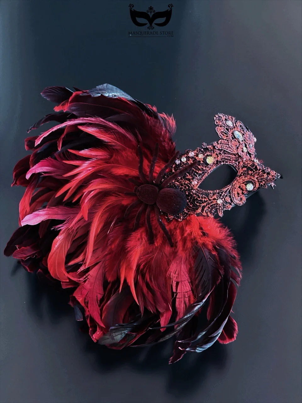 Lux Feather Mask - Black Widow Spider - Image 5