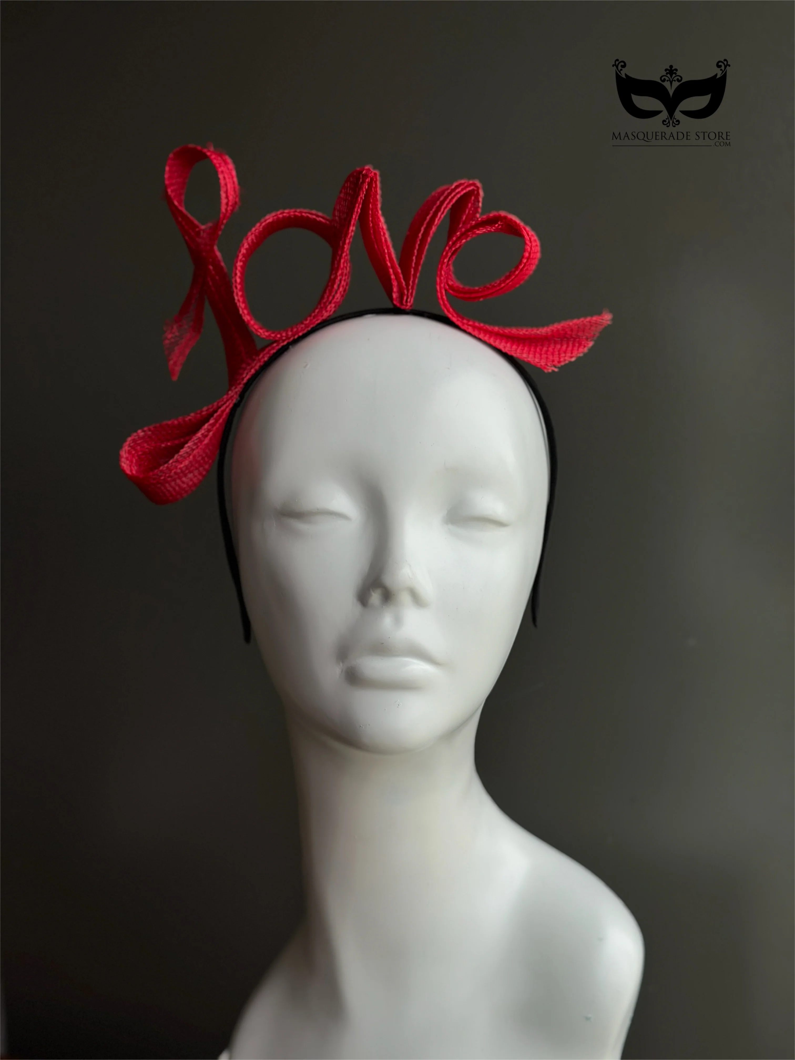 Red LOVE Valentines Fascinator Hat - Image 2