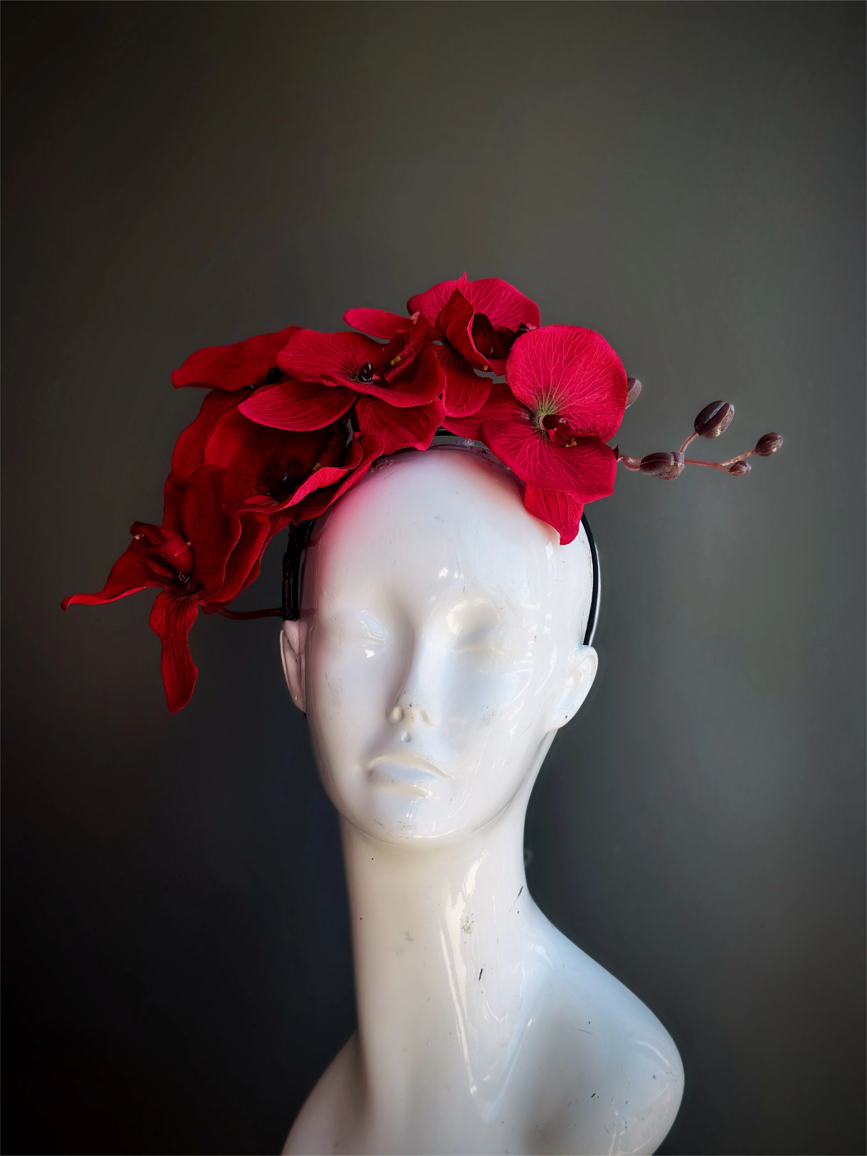 Orchid Fascinator - Red - Image 3