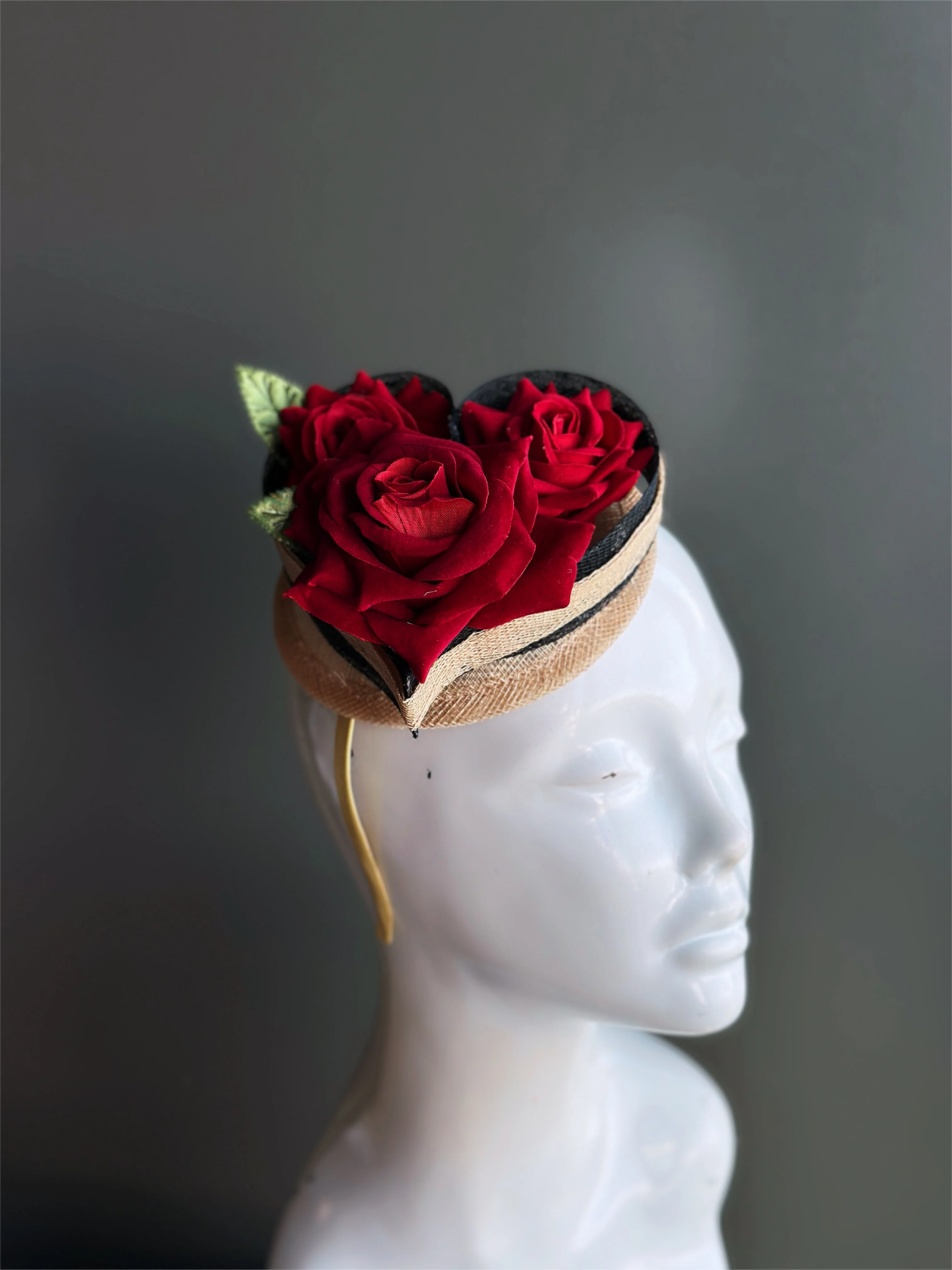 Red Rose Bouquet Fascinator Hat