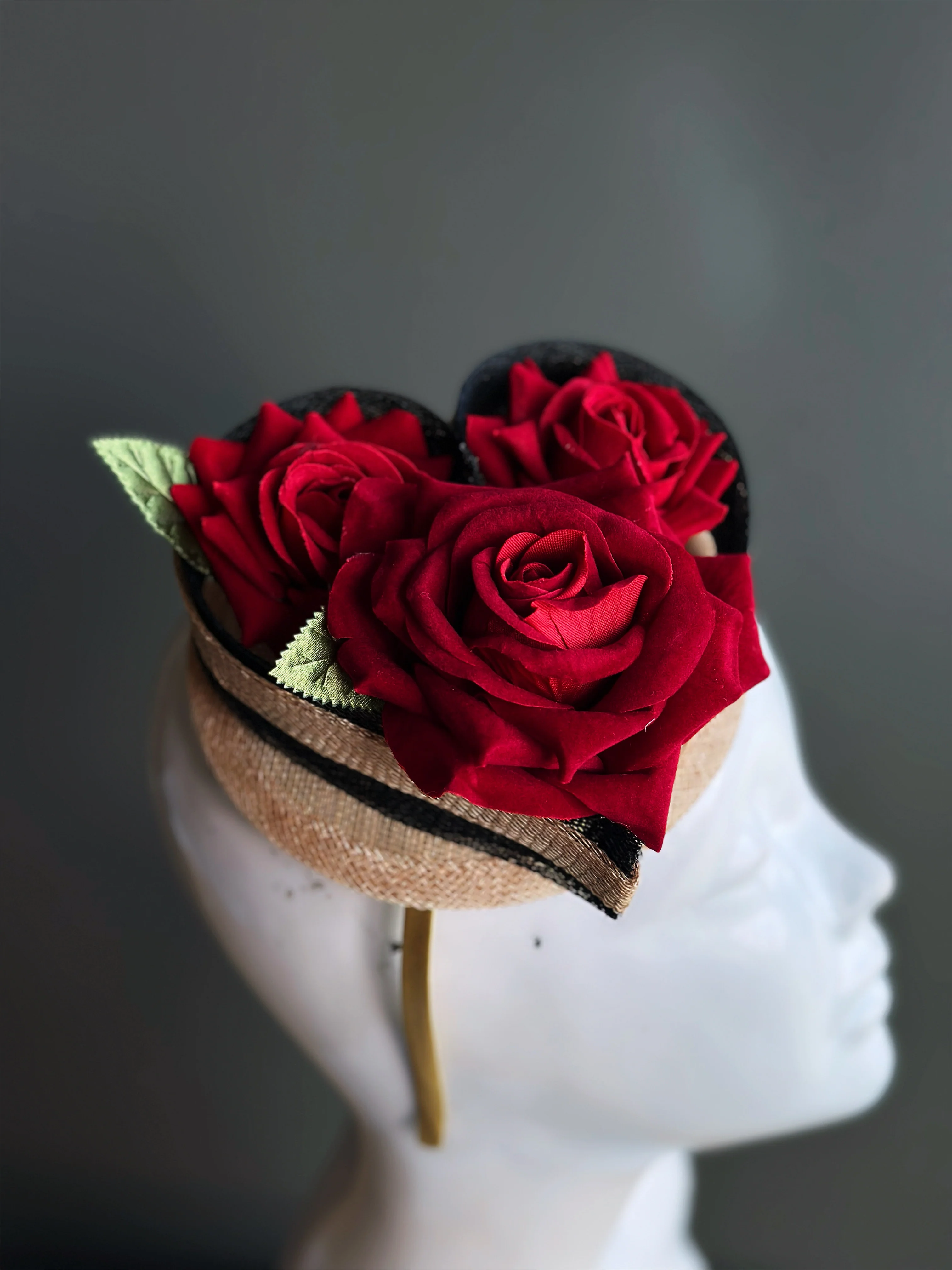 Red Rose Bouquet Fascinator Hat - Image 2