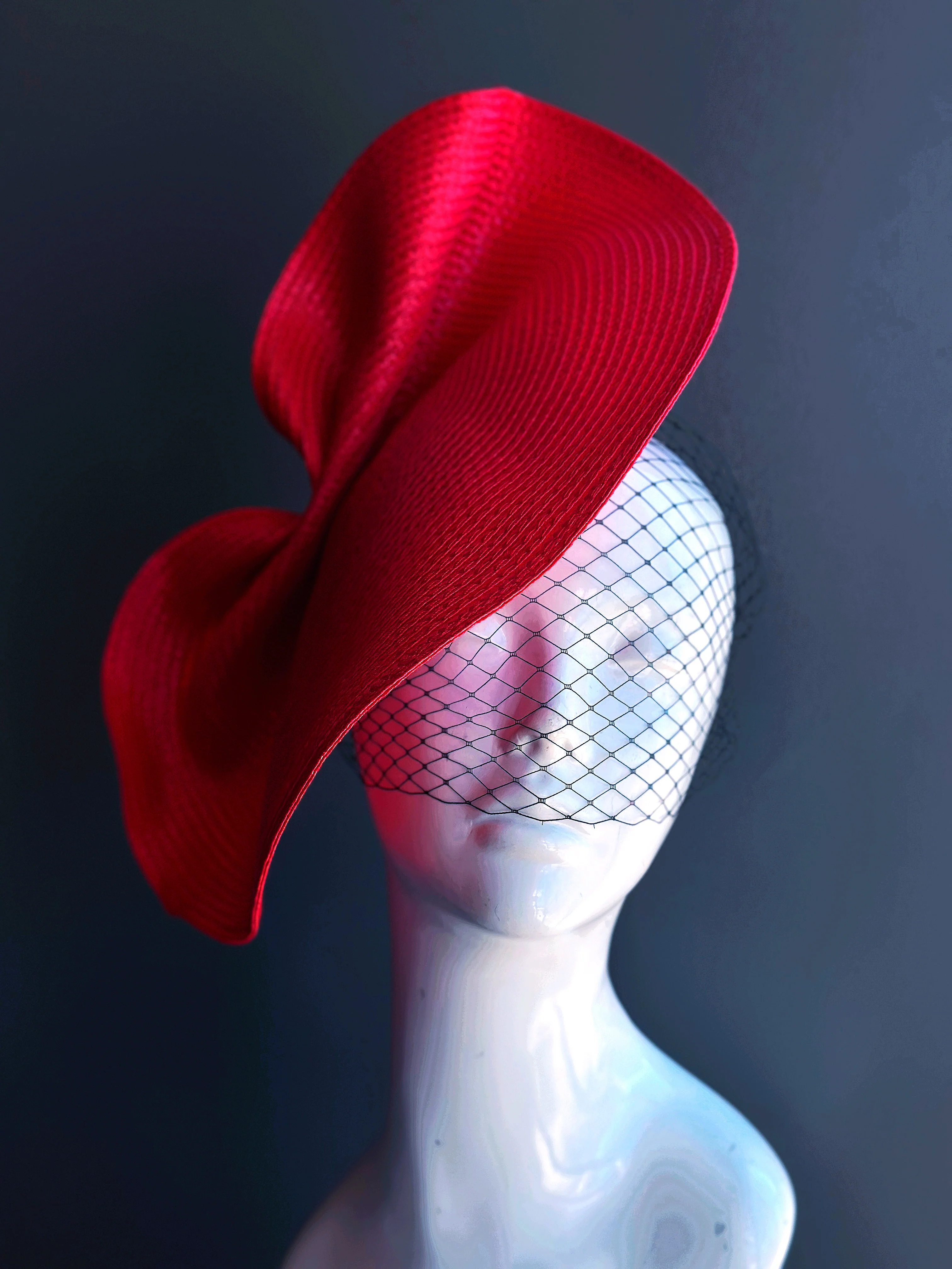 Crimson Spiral - Red Fascinator - Image 3