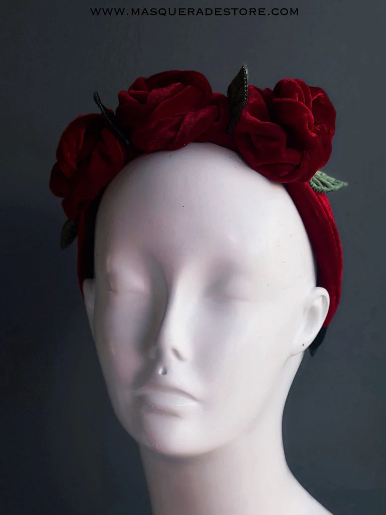 Christmas Red Velvet Rose Headband