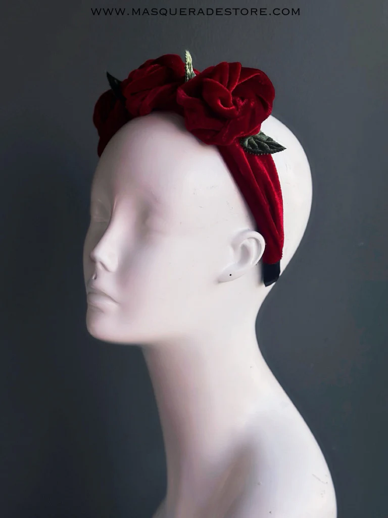 Christmas Red Velvet Rose Headband - Image 3