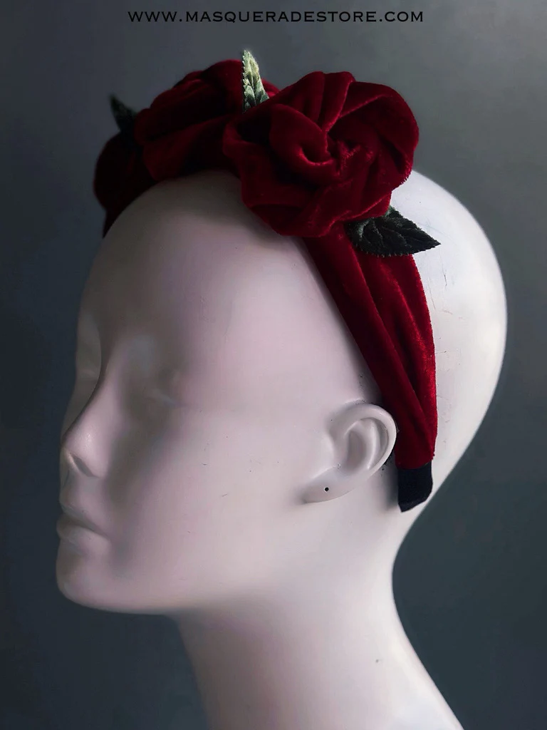 Christmas Red Velvet Rose Headband - Image 4