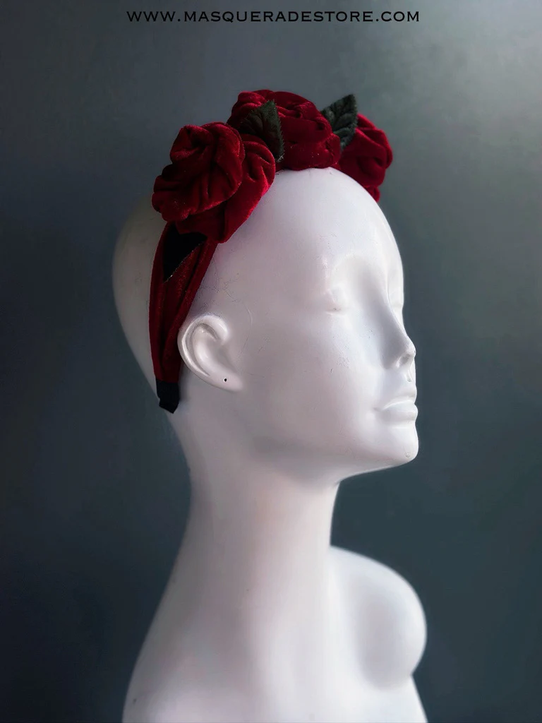 Christmas Red Velvet Rose Headband - Image 5