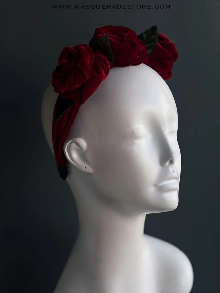 Christmas Red Velvet Rose Headband - Image 6