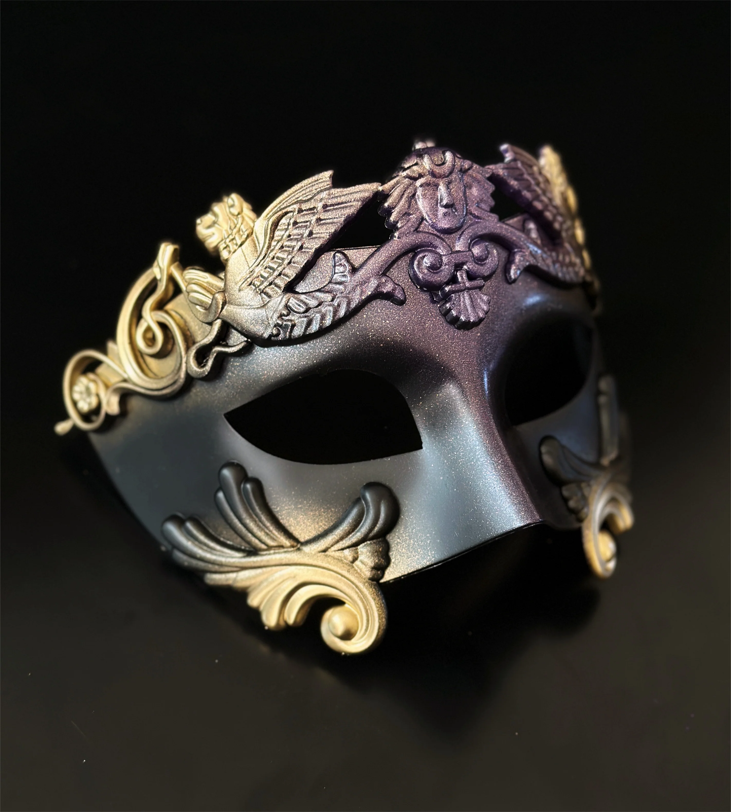 Regal Plume Couples Mask Set - Purple/Gold - Image 2